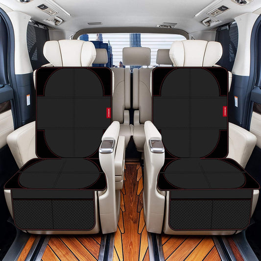 MORROLS Car Seat Protector, 2 Pack Seat Protector Carseat with Thickest Padding, Baby/Pets Car Seat Protector for Child Car Seat-Mesh Pockets-Waterproof-Universal Size(Black)