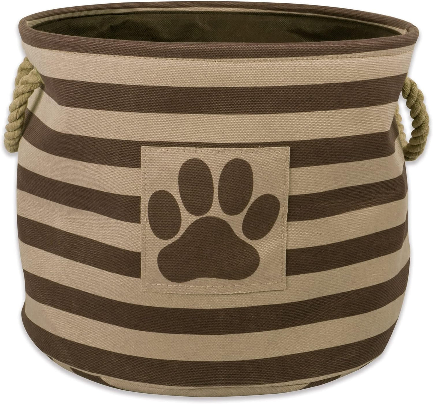 DII Bone Dry RoundSmall Pet Toy and Accessory Storage Bin, 12"(Dia) x9(H), Collapsible Organizer Storage Basket for Home Decor, Pet Toy, Blankets, Leashes and Food-Gray Stripes