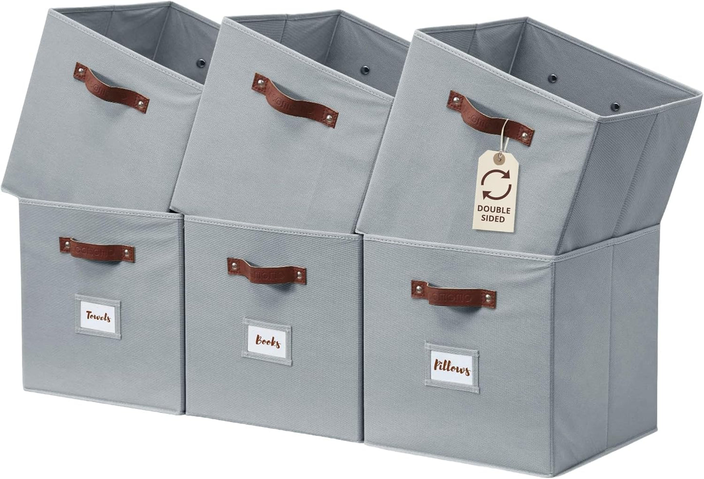 DECOMOMO Cube Storage Bin, Storage Cubes with Labels, Baskets for Shelves Kallax Linen Closet Organizers (Cube 10.5x11"/ 6pcs, Black)