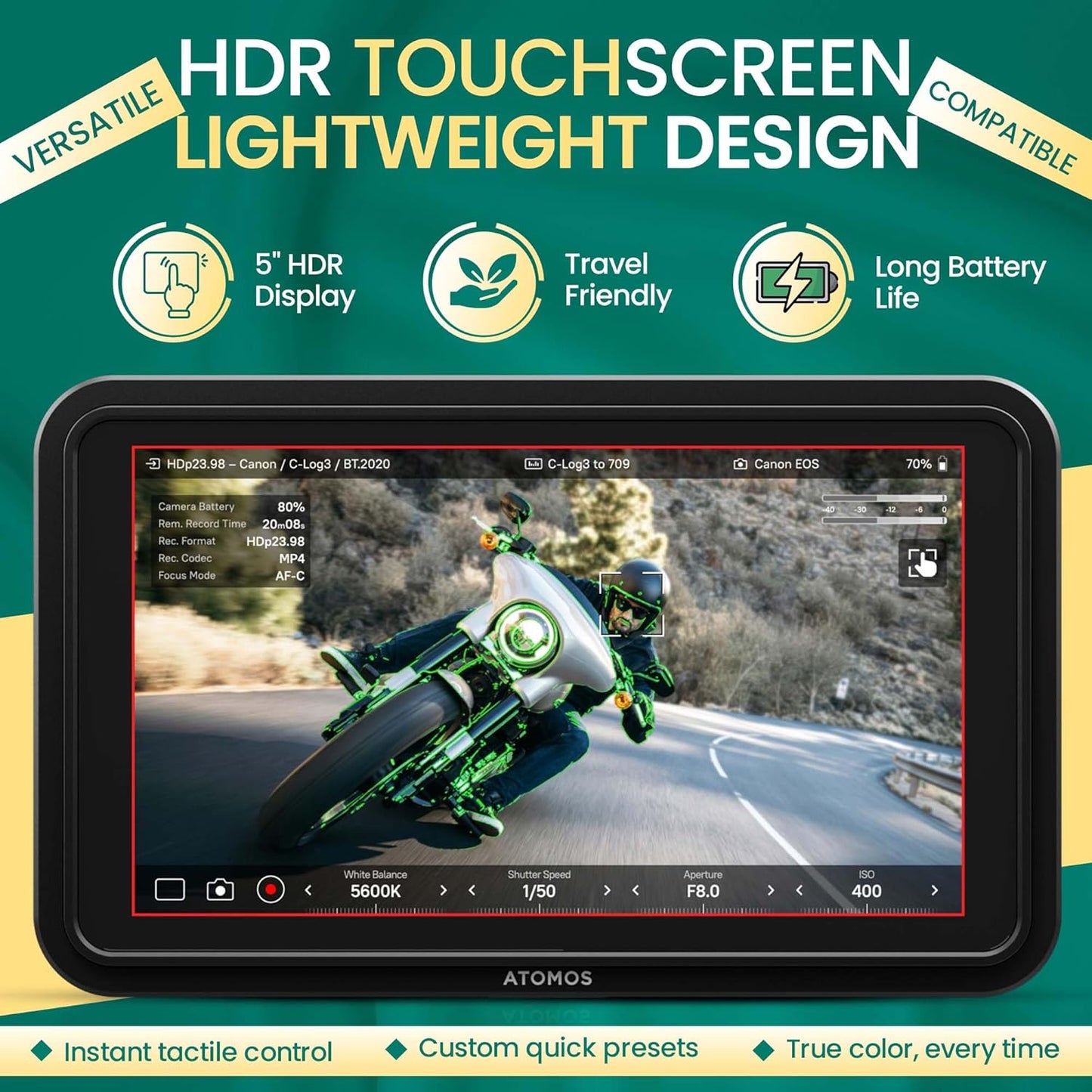 Atomos Shinobi II 5.2" HDMI HDR Monitor – 1500-nit Bright Touchscreen, 4K HDMI Input, AtomHDR, USB-C Power & Camera Control