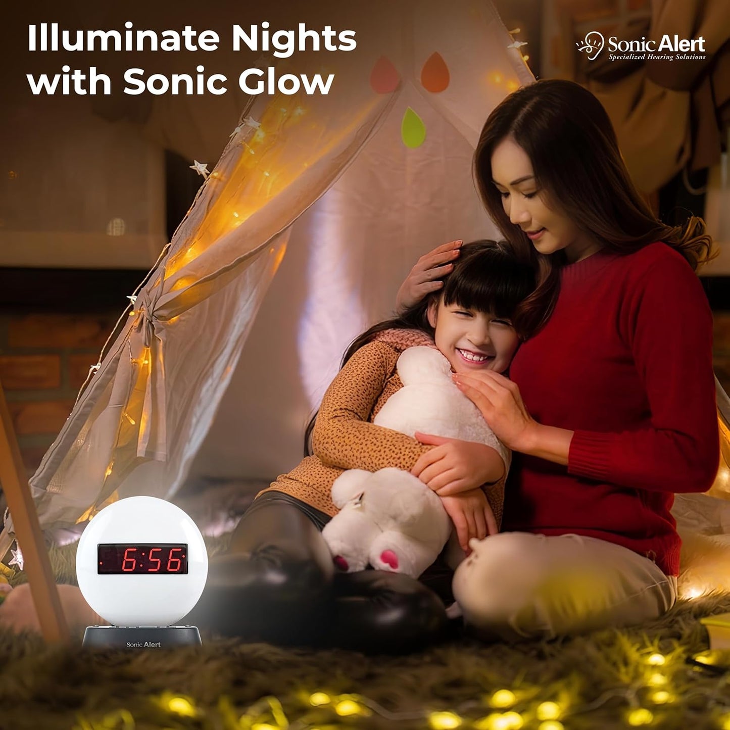 Sonic Alert Baseball Alarm Clock Nightlight for Heavy Sleepers - Loud & Compact Alarm Clock for Bedroom - Battery Backup & Full Range Dimmer - Easy to Set Digital Alarm Clock for Kids - AUX Connection