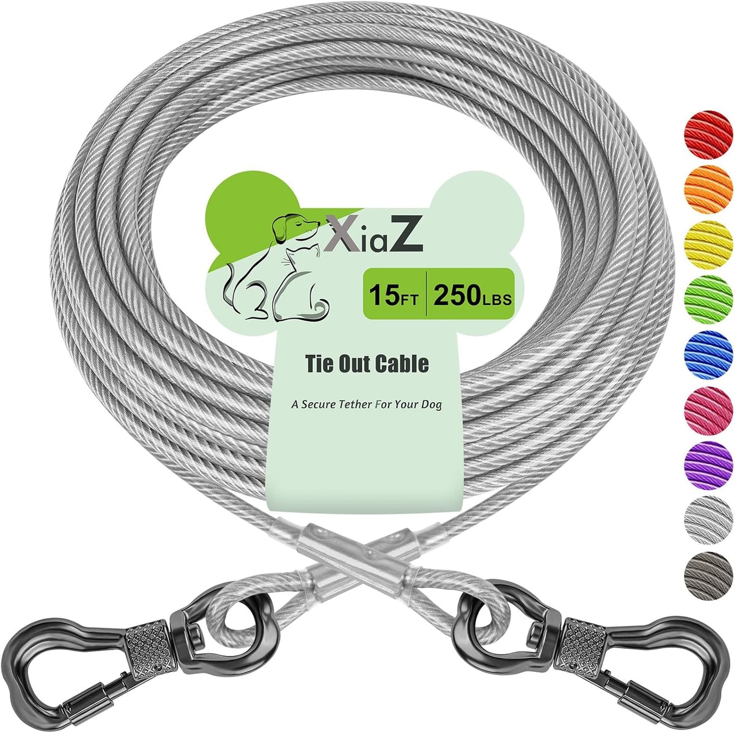 XiaZ Dog Runner Cable Dog Run Trolley Tie Out Cable Dog Chains for Outside Yard Camping Up to 250 Pound, 20 Feet - PuriLite
