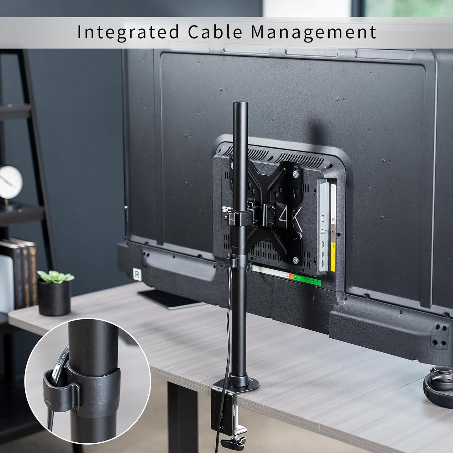 VIVO Ultra Wide TV Desk Mount for up to 55 inch Screens Weighing 29.9kg, Full Motion Height Adjustable Single Television Stand, Black, STAND-V155C