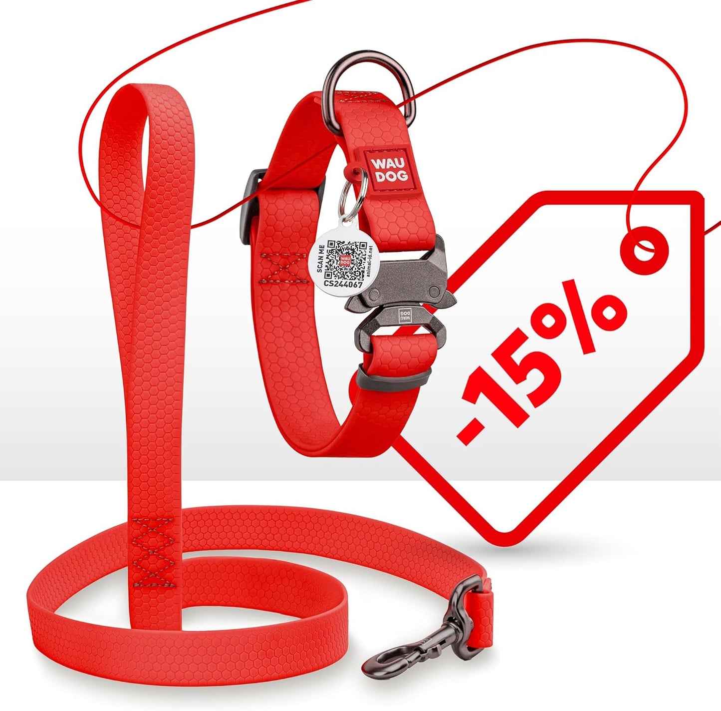 Waterproof Dog Collar - Adjustable Glow Dog Collar for Large Dogs, Small and Medium Dogs - Heavy Duty Dog Collars with Durable Metal Clasp and QR Dog Tag - Glow in The Dark Dog Collars