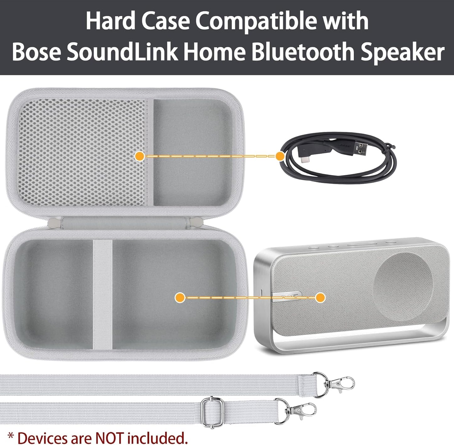 Bose SoundLink Home Bluetooth Speaker Hard Protective Case, Portable Travel Case Replacement (Silver White Case) - co2CREA