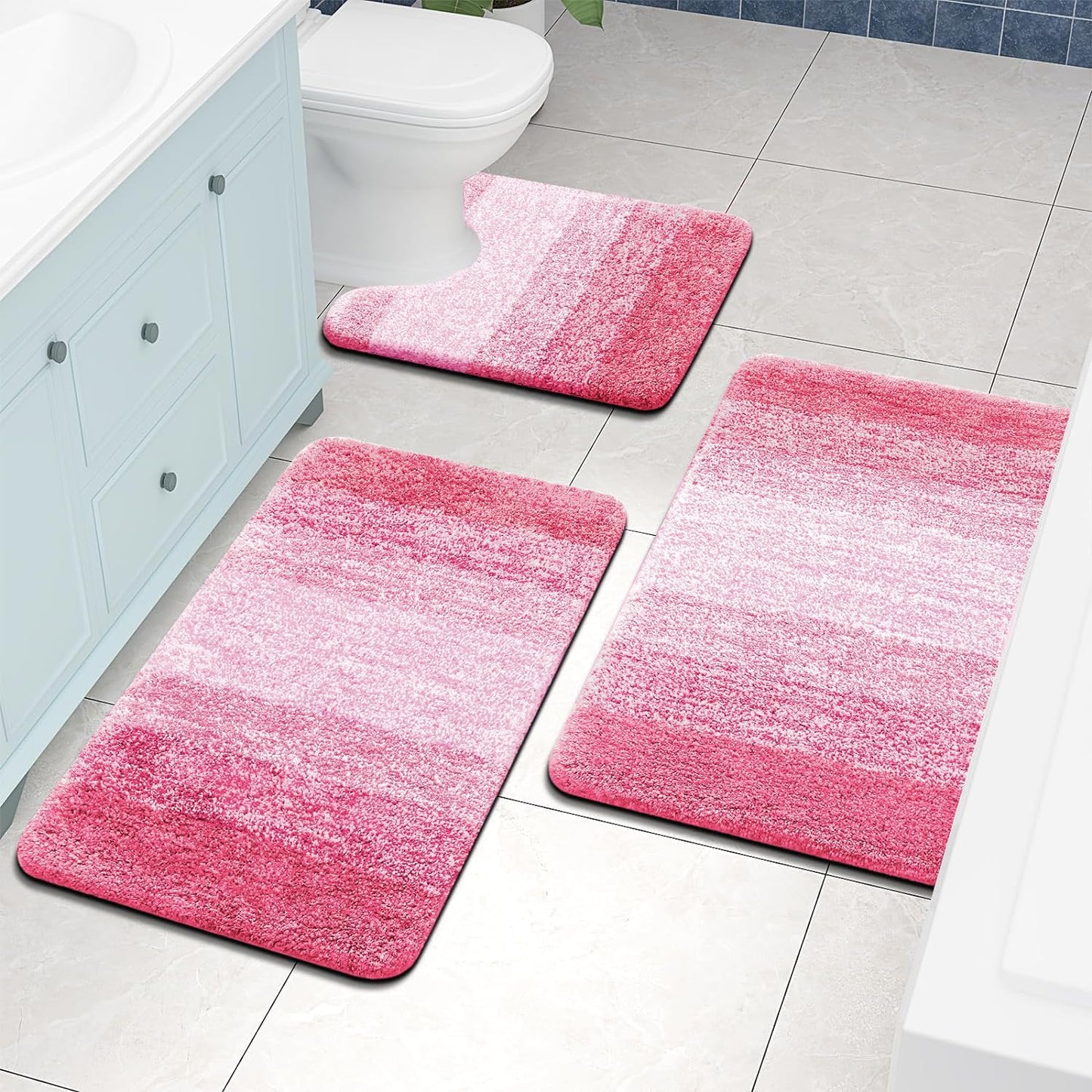 OLANLY Luxury Microfiber Bath Mat, Extra Soft and Absorbent Bathroom Mat, Non-Slip Plush Shaggy Bathroom Rug, Machine Wash Dry, Bath Rugs for Bathroom Floor, Tub and Shower, 16x24, Grey