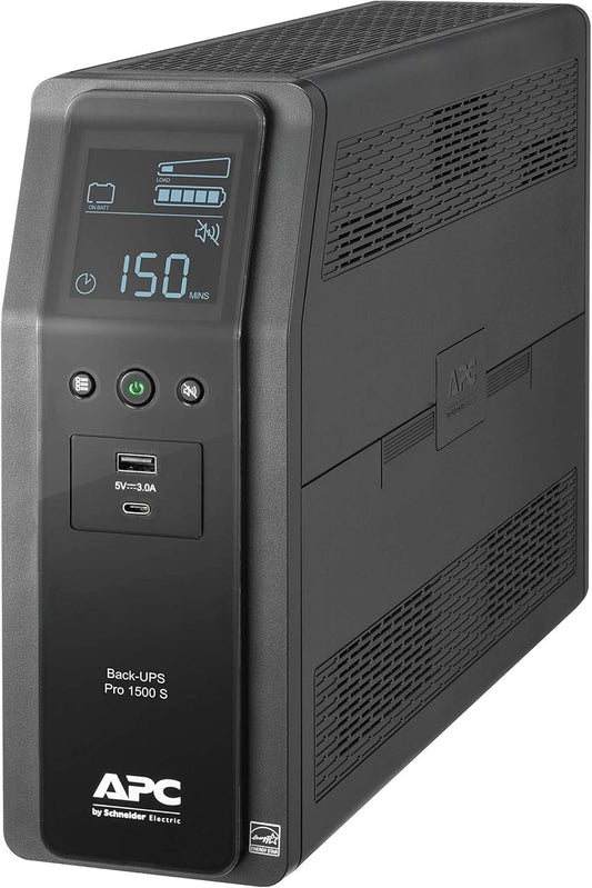 APC by Schneider Electric UPS, 1500VA Sine Wave UPS Battery Backup & Surge Protector, BR1500MS2 Backup Battery with AVR, (2) USB Charger Ports, Back-UPS Pro Uninterruptible Power Supply