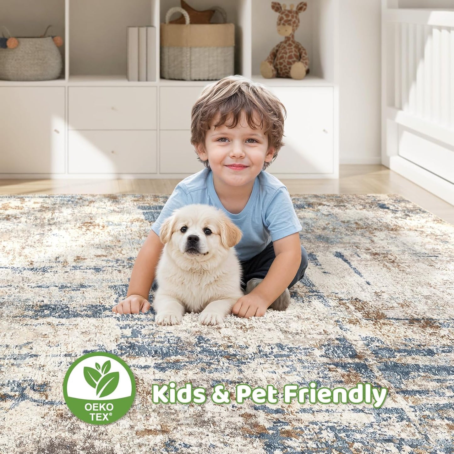 6x9 Area Rugs Living Room: Large Washable Abstract Modern Soft Rug Stain Resistant Indoor Floor Non Slip Accent Carpet for Bedroom Nursery Playroom Dining Room Office Dorm Home Decor- Gray Gold