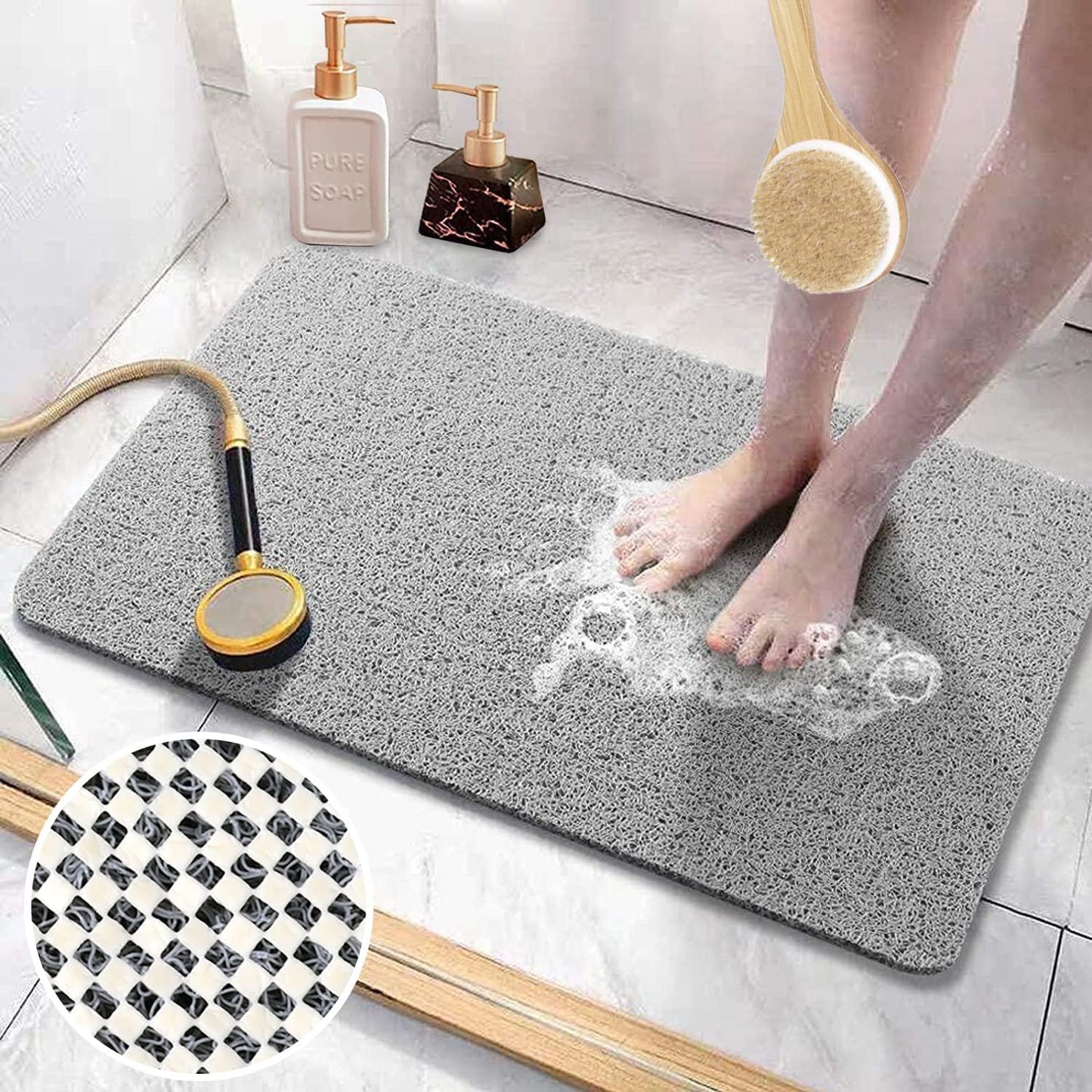 Loofah Mats for Shower, Non Slip | Quick Drying | Soft on Your Feet | Soft Textured Shower Mat Bath Mat Bathtub Mat Massage Mat Loofah Mat for Bathroom,Shower Tub or Wet Areas