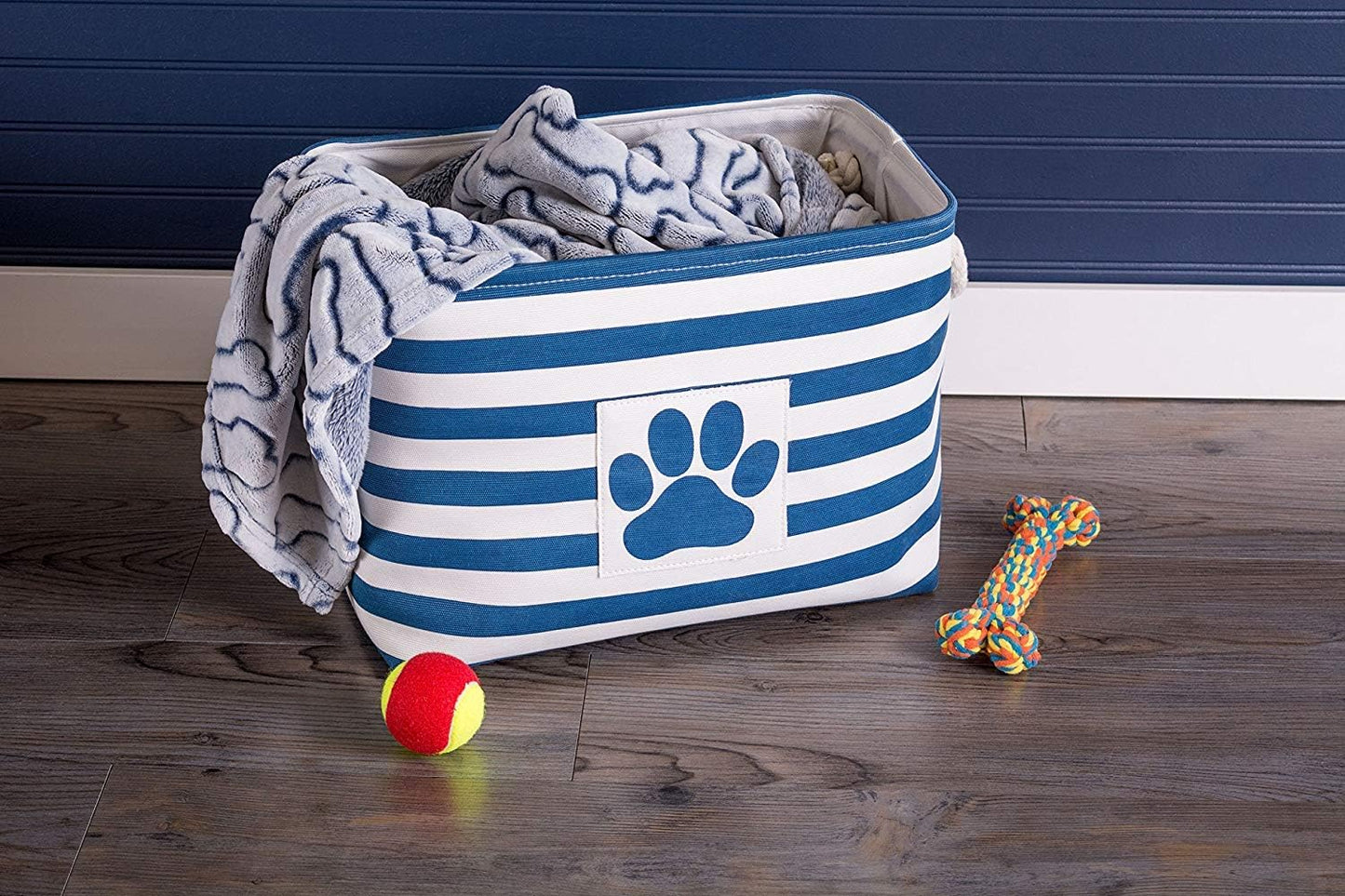 DII Bone Dry RoundSmall Pet Toy and Accessory Storage Bin, 12"(Dia) x9(H), Collapsible Organizer Storage Basket for Home Decor, Pet Toy, Blankets, Leashes and Food-Gray Stripes