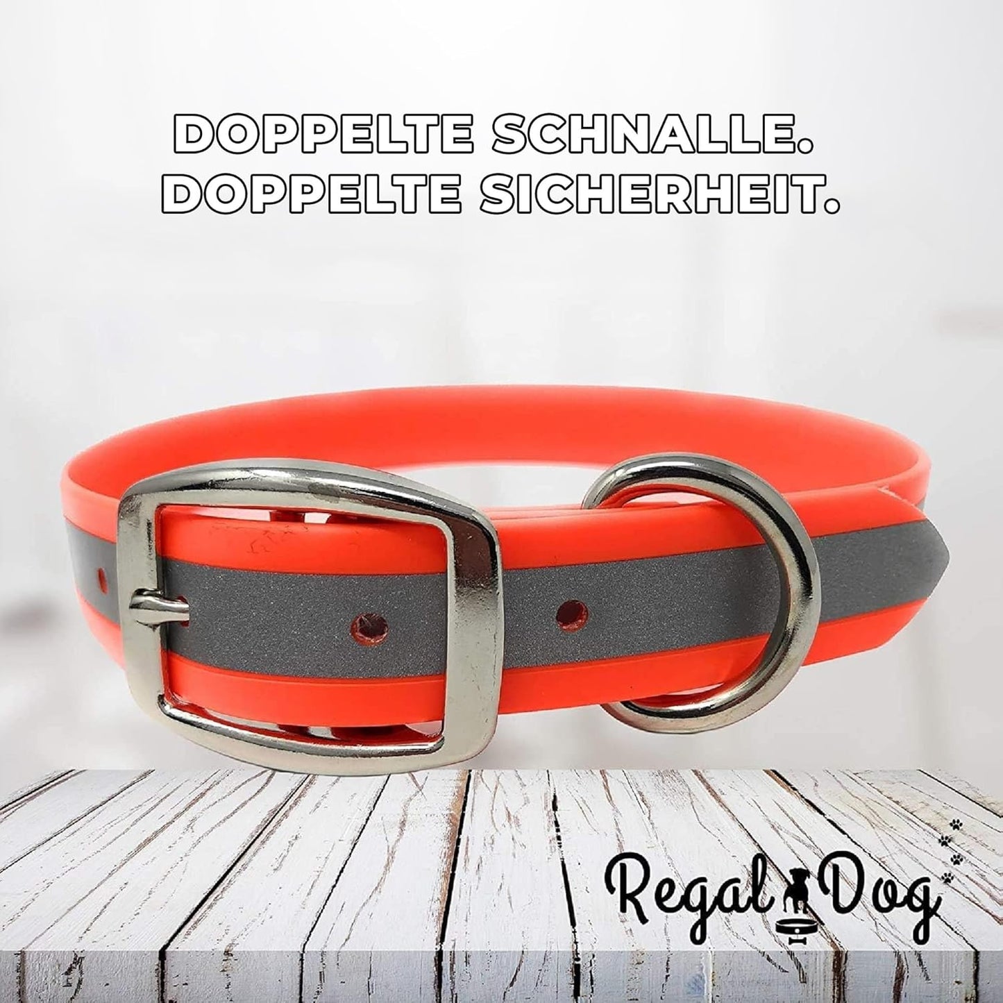 Regal Dog Products Heavy Duty Reflective Dog Collar – Adjustable and with Durable Metal Buckle and Rings Anti-Odor, chew Resistant, Waterproof Dog Collar for Small Medium and Large Dogs (Large, Pink)