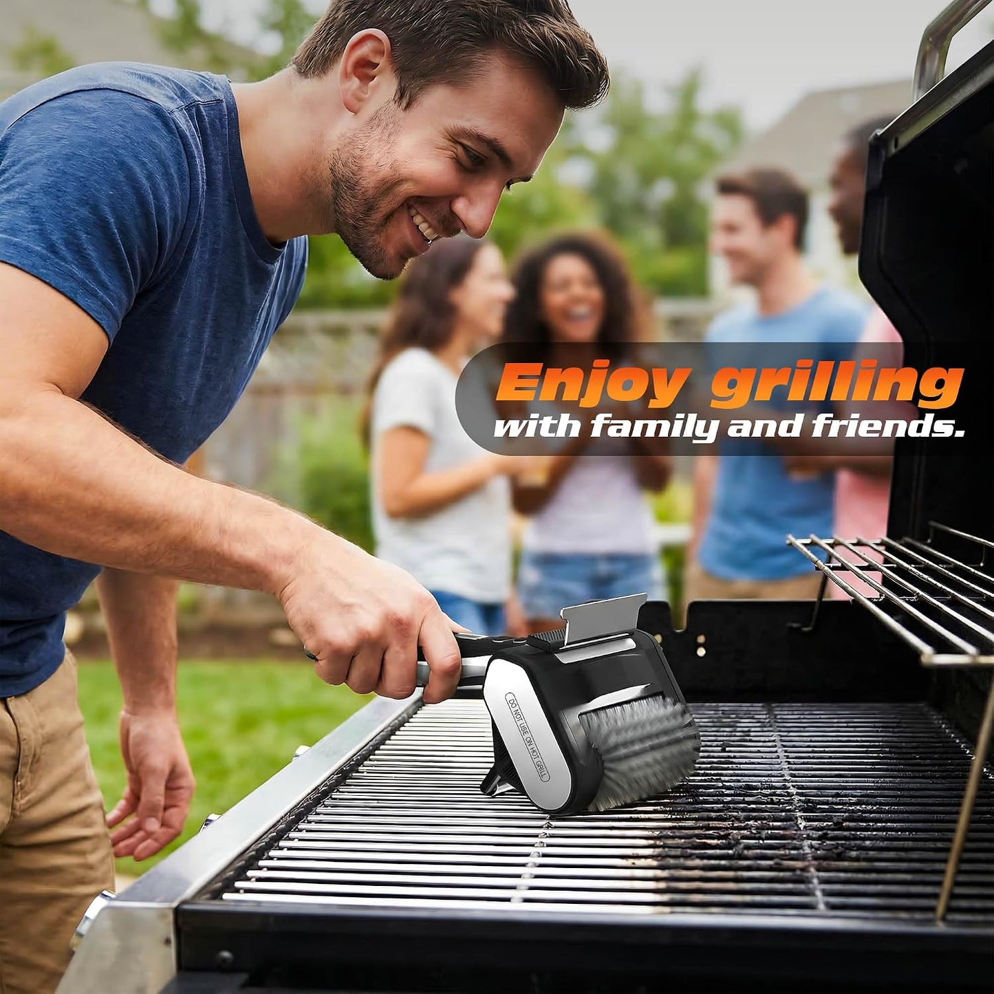 Electric Grill Brush with LED Light, Efficient Grill Cleaning Brush with 350 RPM Stainless Power Roller, Grill Brush Bristle Free Blasts Away Burnt-On Food for Gas/Charbroil Grates (Black)