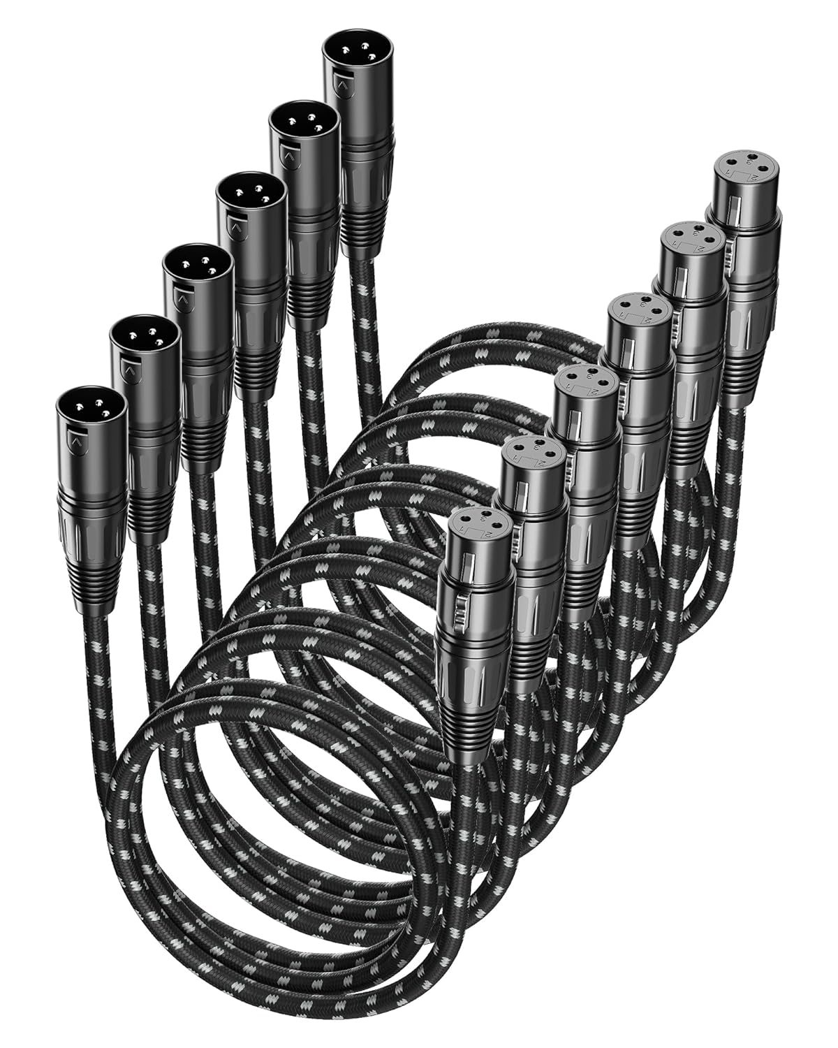VANDESAIL XLR Cables 25ft 2 Pack, Durable Nylon Braided XLR Microphone Cable, Mic Cable, Shielded and Fully Balanced OFC Male to Female Cord for Recording Mixer Amplifie Speaker Black White