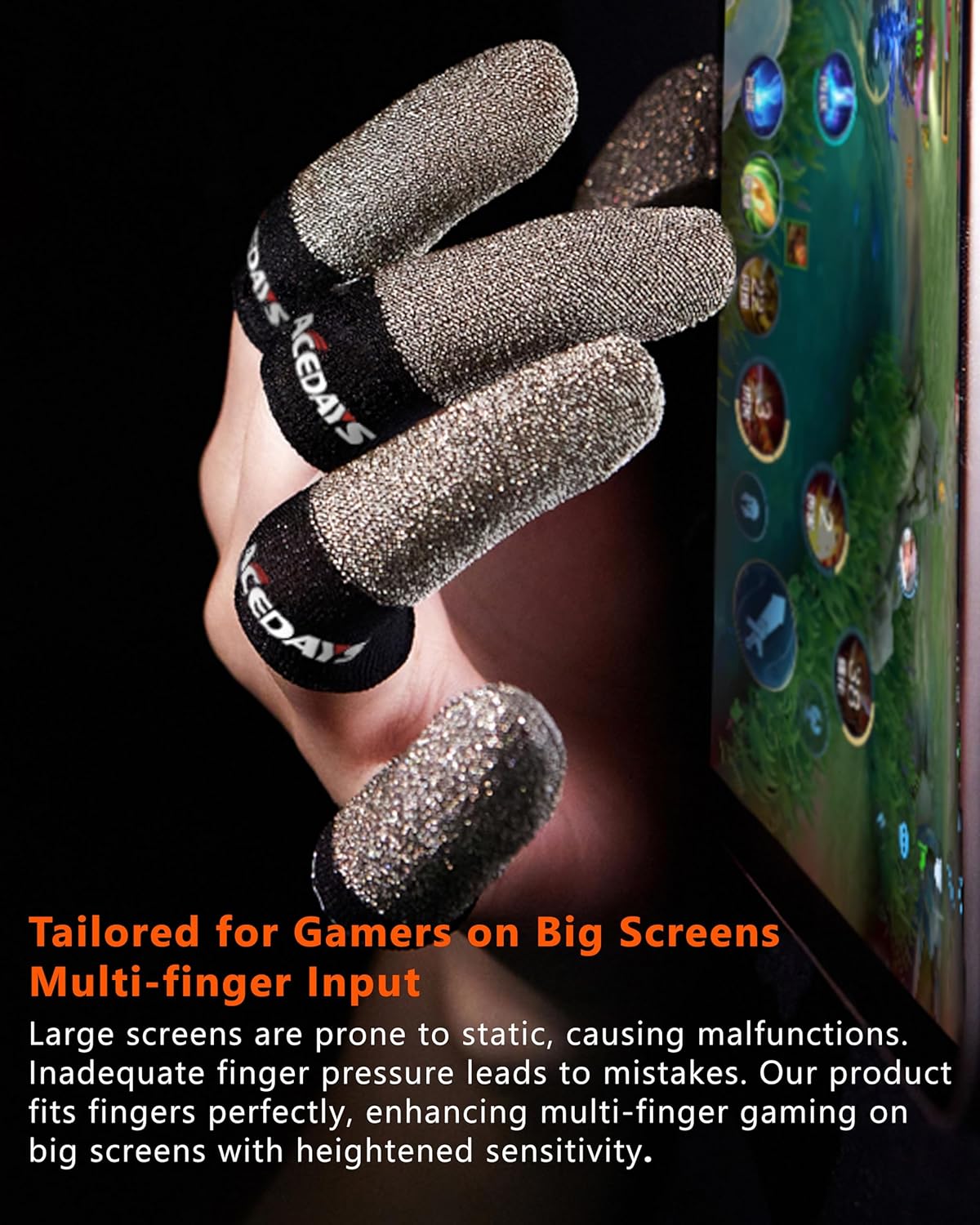 ACEDAYS Gaming Finger Sleeves,100% Visible Silver Fibers,Just Right Pressure/Breathable/Sweatproof,Gaming Gloves for PUBG Mobile/Knives Out/Call of Duty Mobile(10pcs) M