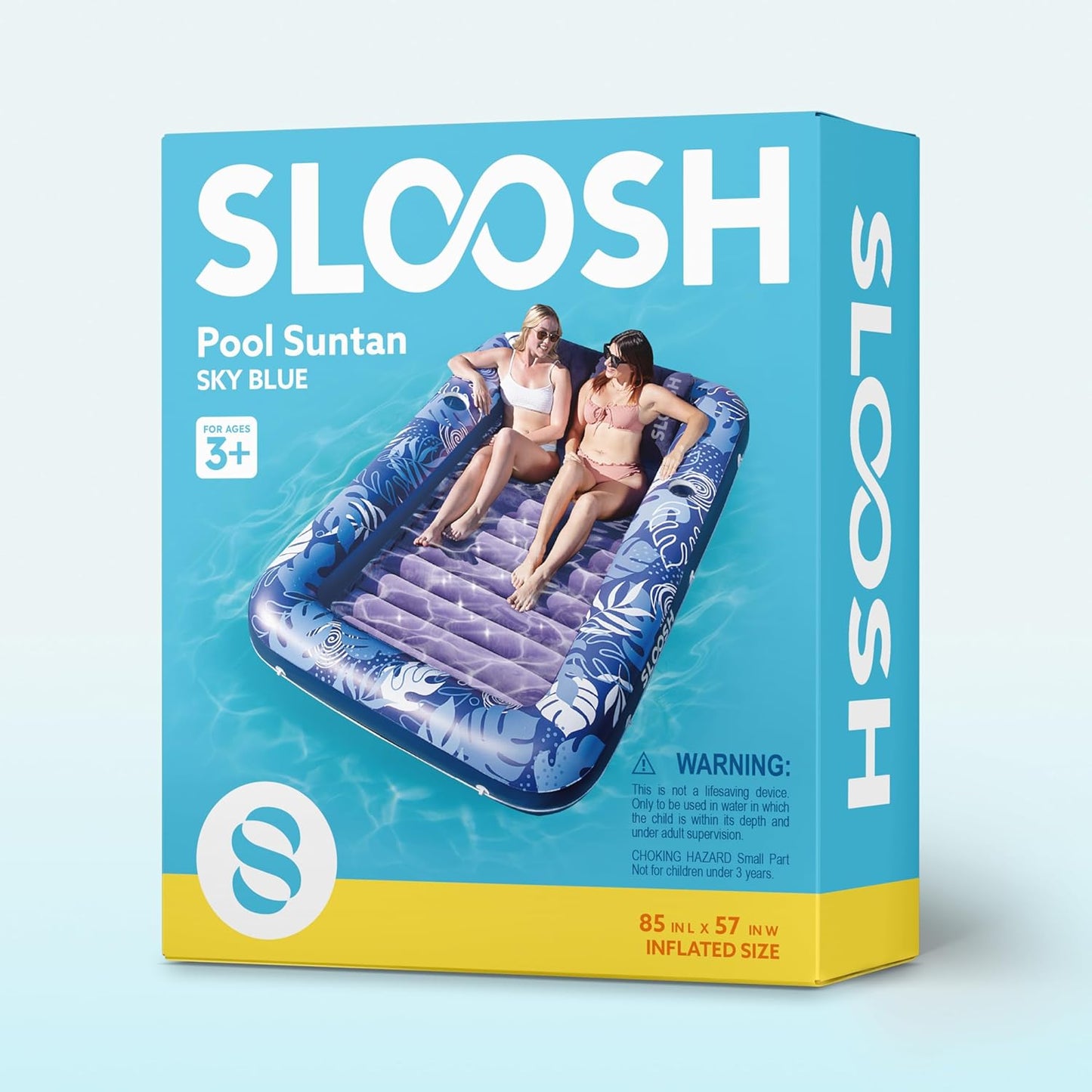 Sloosh Inflatable Tanning Pool Lounger Float-XL, 85" x 57" Extra Large Suntan Sun Tan tub for Adults, Bed Blow up, Raft Lounge Floatie, XL-Blue