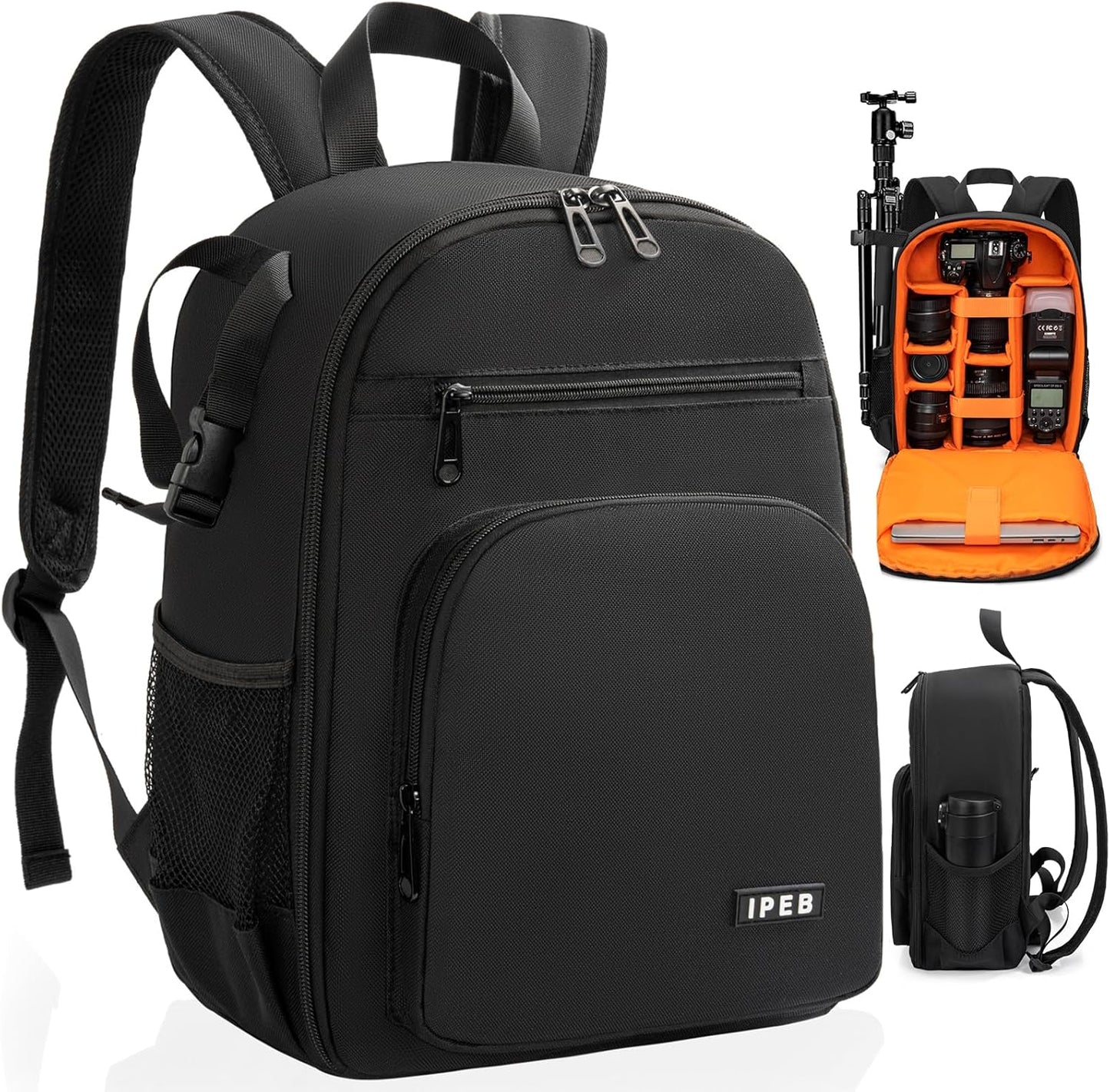 IPEB Camera Backpack Bag with Tripod Holder Water Resistant Camera Cases Photography Backpack Anti-Theft for DSLR Camera