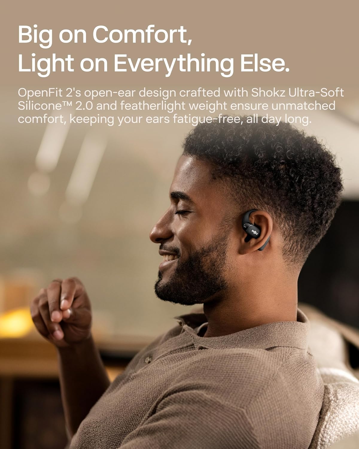 New SHOKZ OpenFit 2 Open-Ear Headphones, True Wireless Bluetooth Earphones with Microphone, Earhook Earbuds with 48 Hours of Playtime, Fast Charging, IP55 Water-Resistant, with Carrying Bag, Black