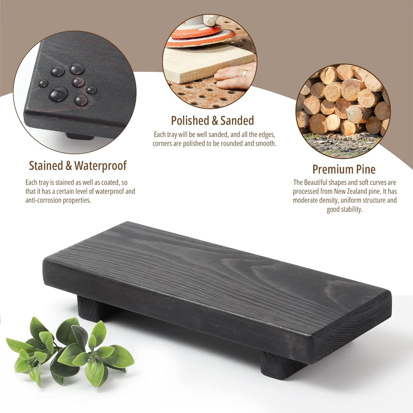 Wood Pedestal Soap Stand, Farmhouse Wood Riser, Soap Dish Holder/Tray Counter Decor for Bathroom Kitchen, Rustic Candle Plant Holder, Display Rectangular Decorative (Antique Walnut)