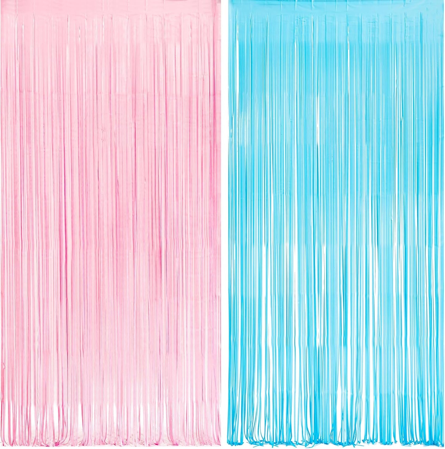 GREATRIL Iridescent Party Tinsel Fringe Backdrop Decorations - Holographic Foil Streamers Curtain for Mermaid/Under The Sea/Frozen/Ocean/Disco/Birthday Themed 3.2ft x 6.5ft - 2 PCS