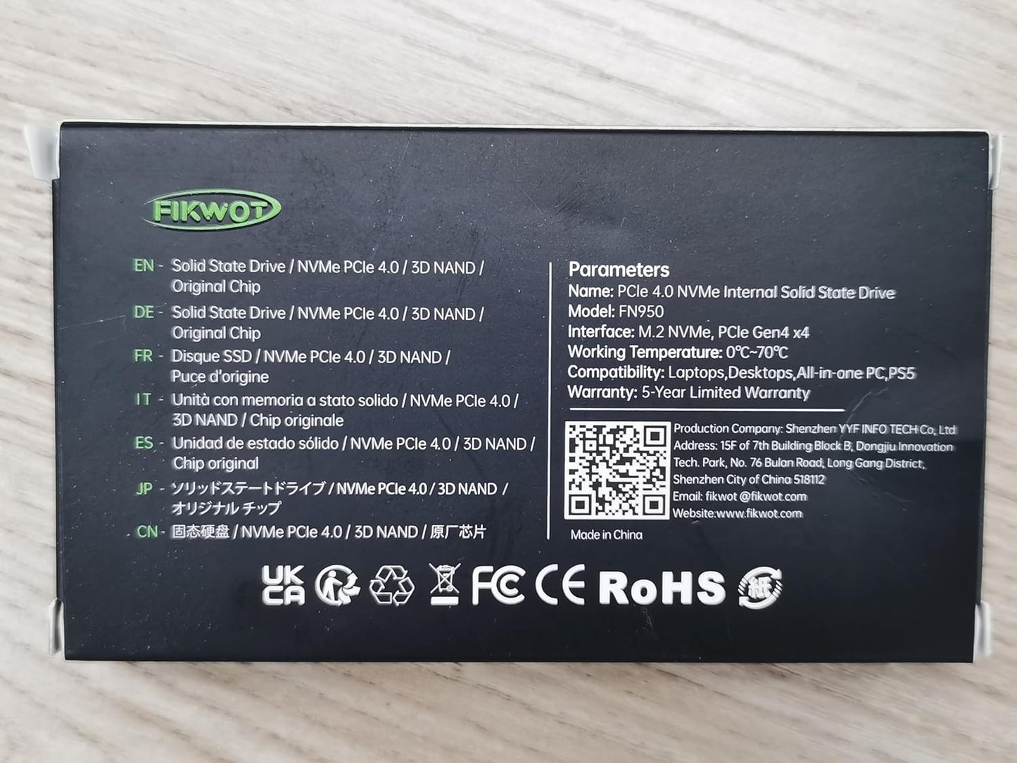 Fikwot FN950 2TB SSD M.2 2280 PCIe Gen4 x4 NVMe 1.4 Internal Solid State Drive - Speeds up to 4800MB/s, Dynamic SLC Cache,Compatible with Laptop,Desktop and Ps5