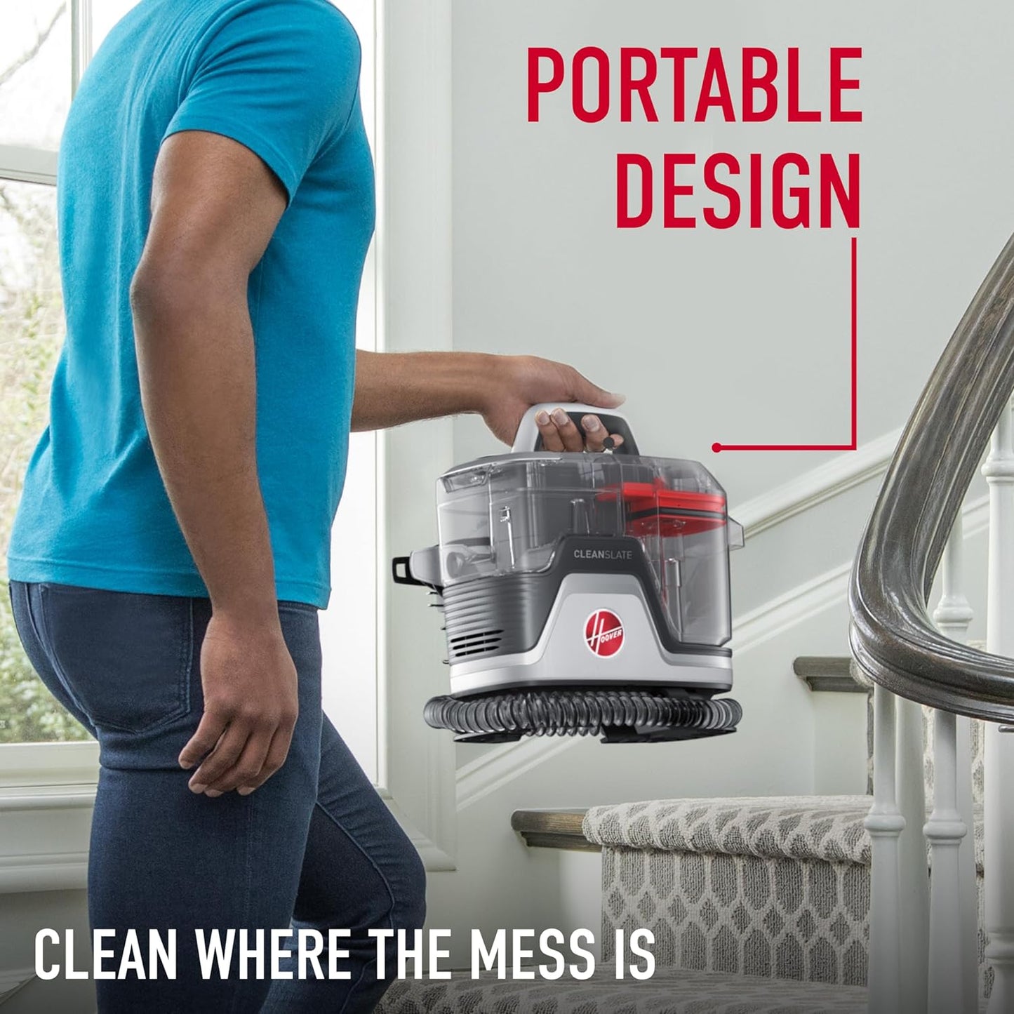 Hoover CleanSlate Carpet & Upholstery Spot Cleaner, Stain Remover, Portable, FH14000V, White