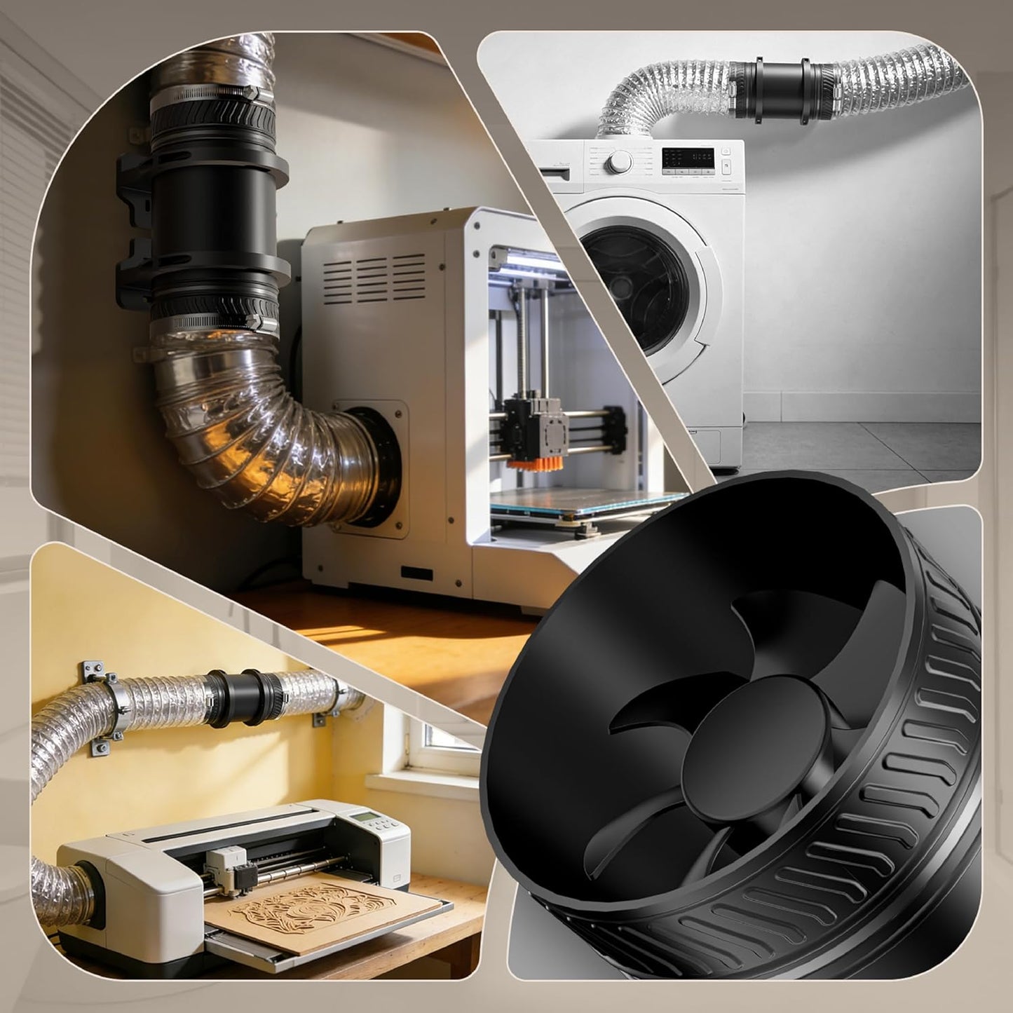 4-Inch Inline Duct Booster Fan | Temperature & Humidity Sensor with Remote Control