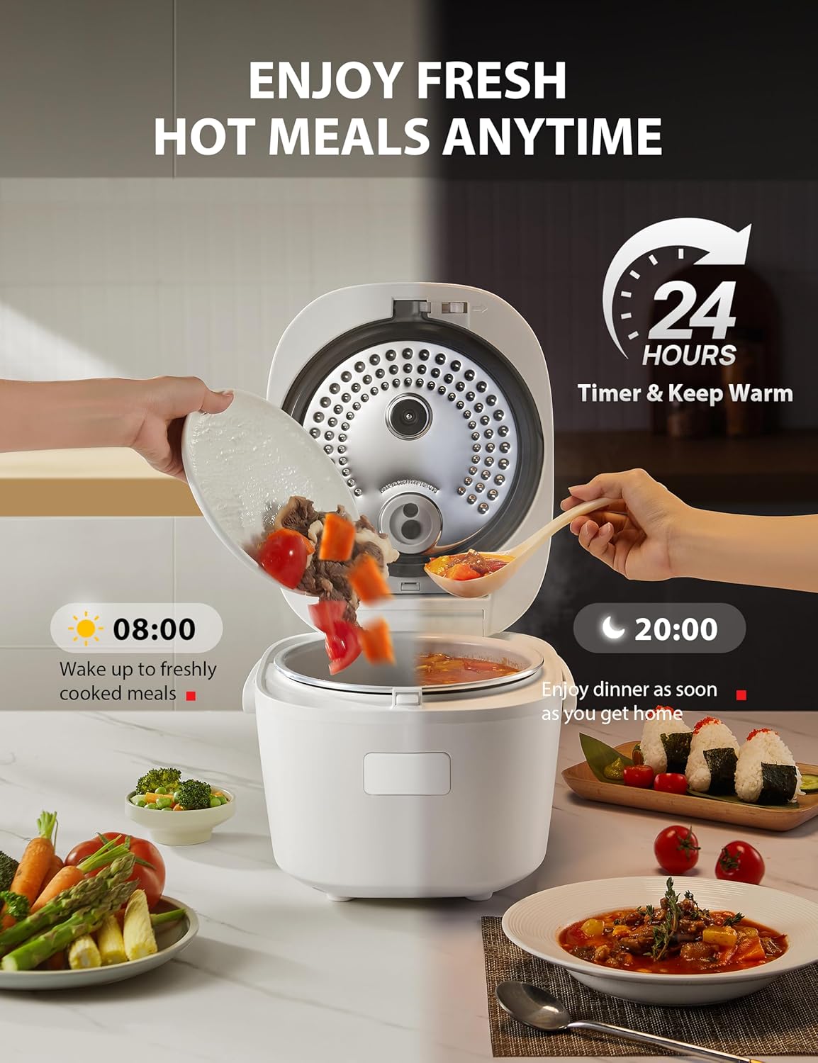 TOSHIBA Umami Smart Rice Cooker 10-Cup Uncooked, Fuzzy Logic, 15-in-1 Functions, Digital Display, Delay Timer, Keep Warm, Nonstick Inner Pot, White