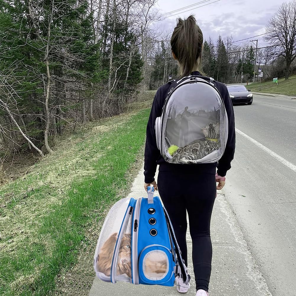 WEVONIGU Front Expandable Cat Backpack Carrier,Fit up to 16 lbs,Pet Carrier Backpack,Space Capsule Astronaut Bubble Window Bag,Cats and Puppies,Airline-Approved,Designed for Travel,Hiking,Walking