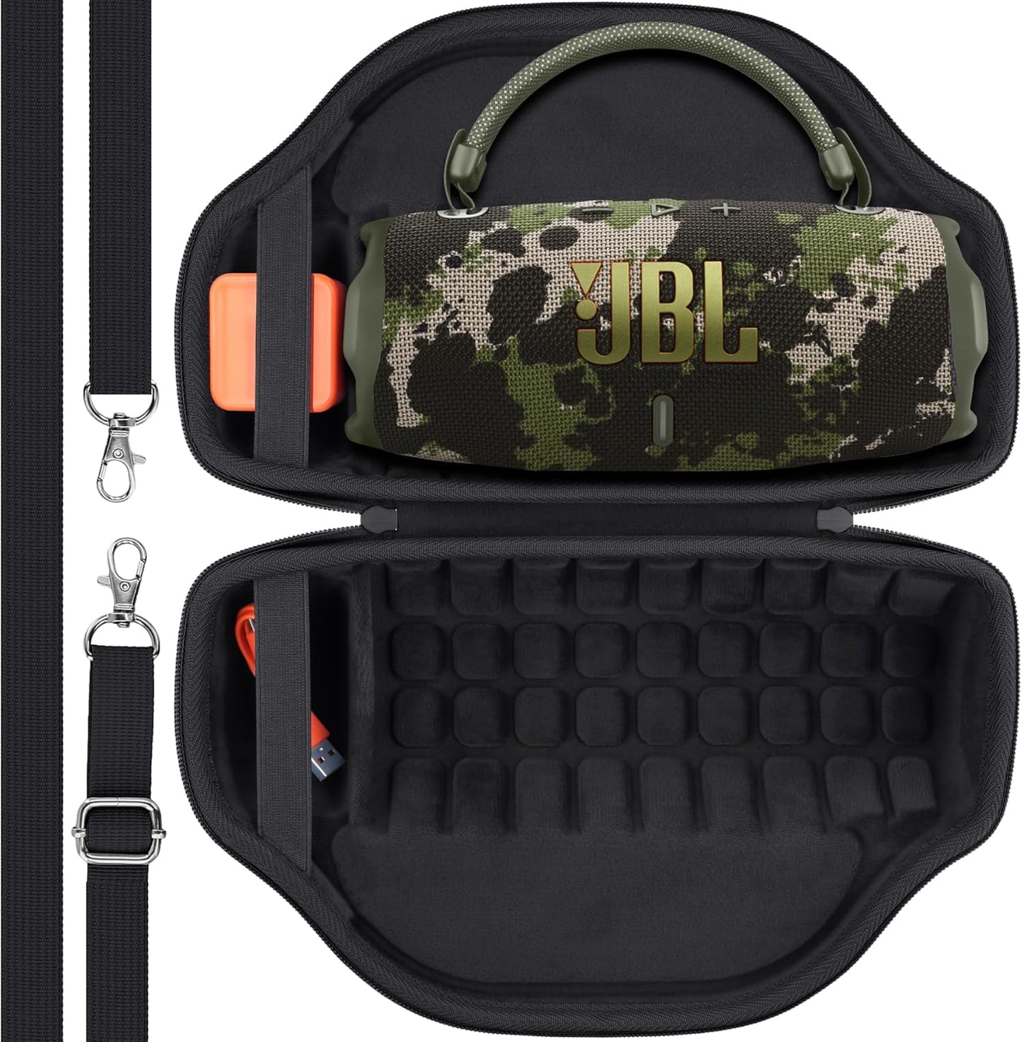 co2CREA Case for JBL Charge 6 Waterproof Portable Bluetooth Speaker, Hard Travel Case with Detachable Shoulder Strap (White Case)
