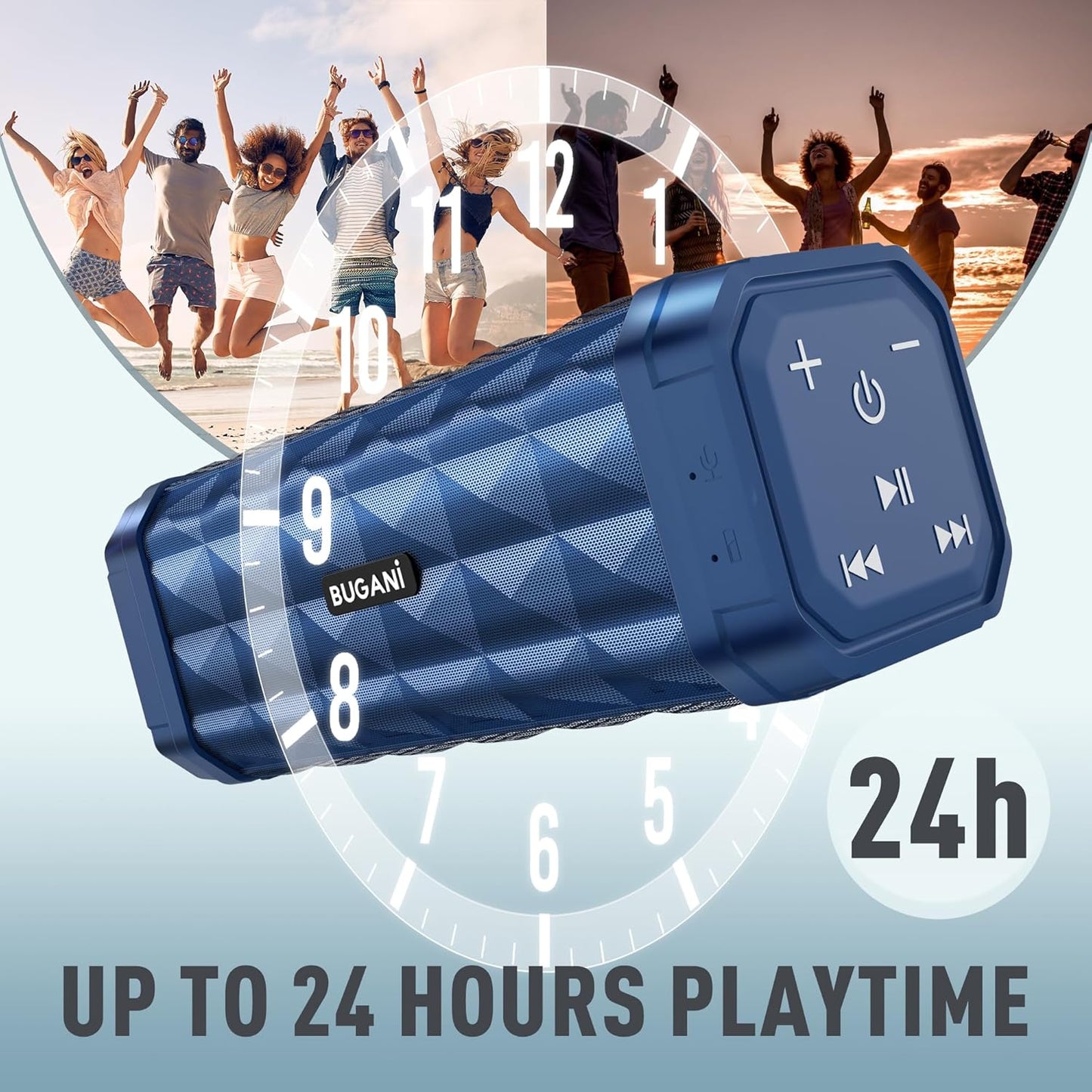 M99 Bluetooth Speaker, BUGANI Wireless Portable Speaker Stereo Sound, IPX5 Speaker, Built-in Microphone 24H Play, Bluetooth 5.0, USB-C Charging, Outdoor Speaker Suitable for Home Hiking, Red