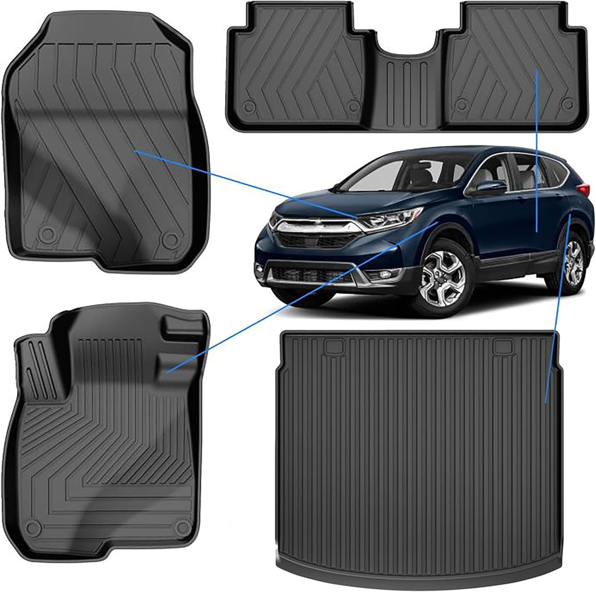 AOMSAZTO Floor Mats & Trunk Mat for 2024 2025 Chevy Equinox EV (Non Fuel),TPE All Weather Protection 2 Rows Car Floor Liners with Cargo Liner for Chevrolet Equinox EV (Non Fuel) - PuriLite