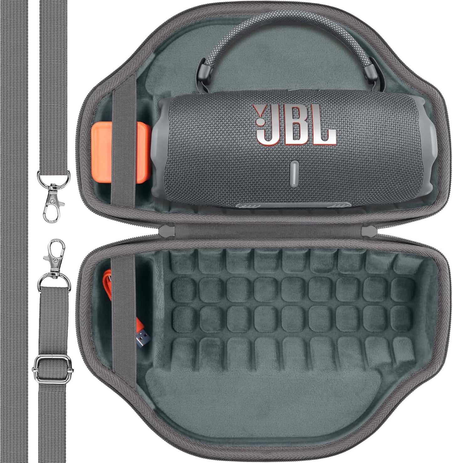 co2CREA Case for JBL Charge 6 Waterproof Portable Bluetooth Speaker, Hard Travel Case with Detachable Shoulder Strap (White Case)