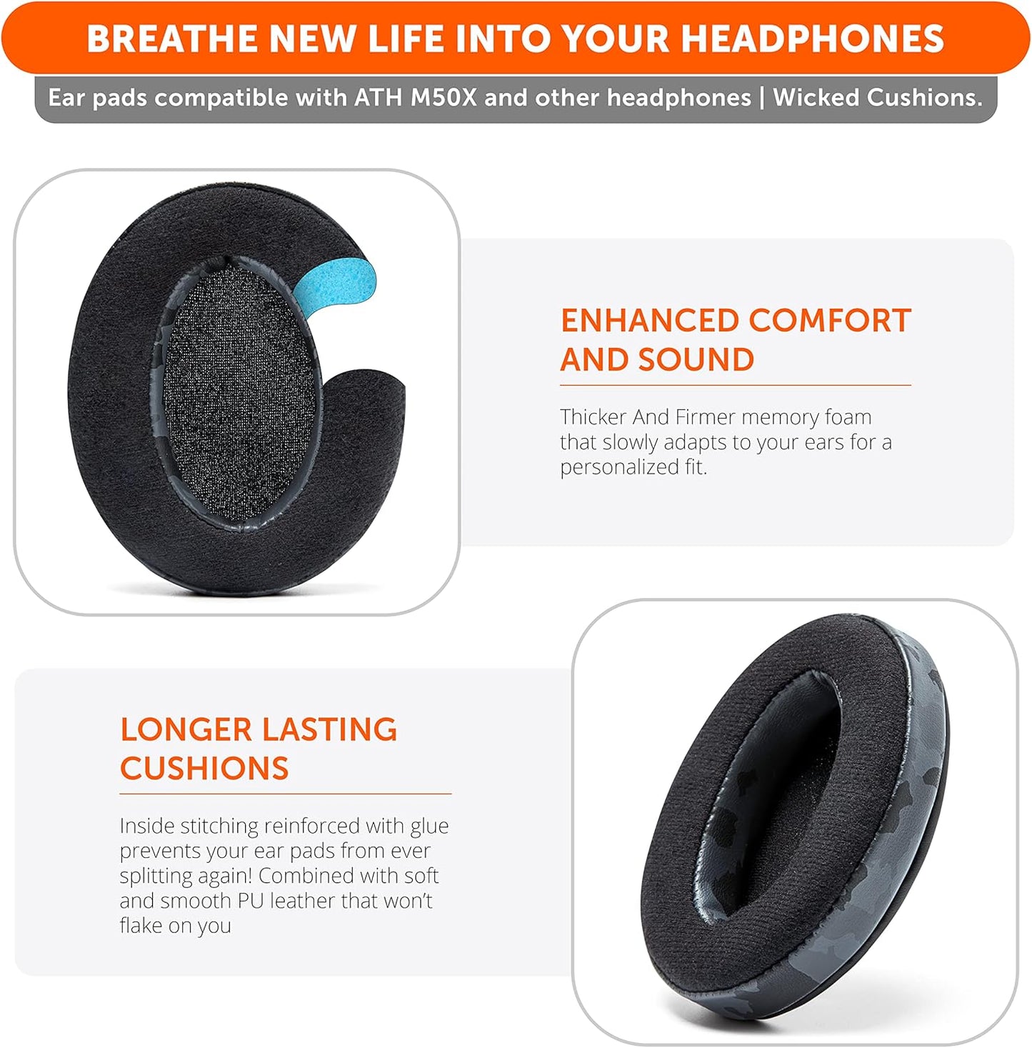 WC PadZ Velour - The Ultimate Upgraded Earpads by Wicked Cushions - Compatible With Audio Technica, HyperX, SteelSeries Arctis & More - Extra Thick - Bigger Opening - Softer Memory Foam | Black Floral