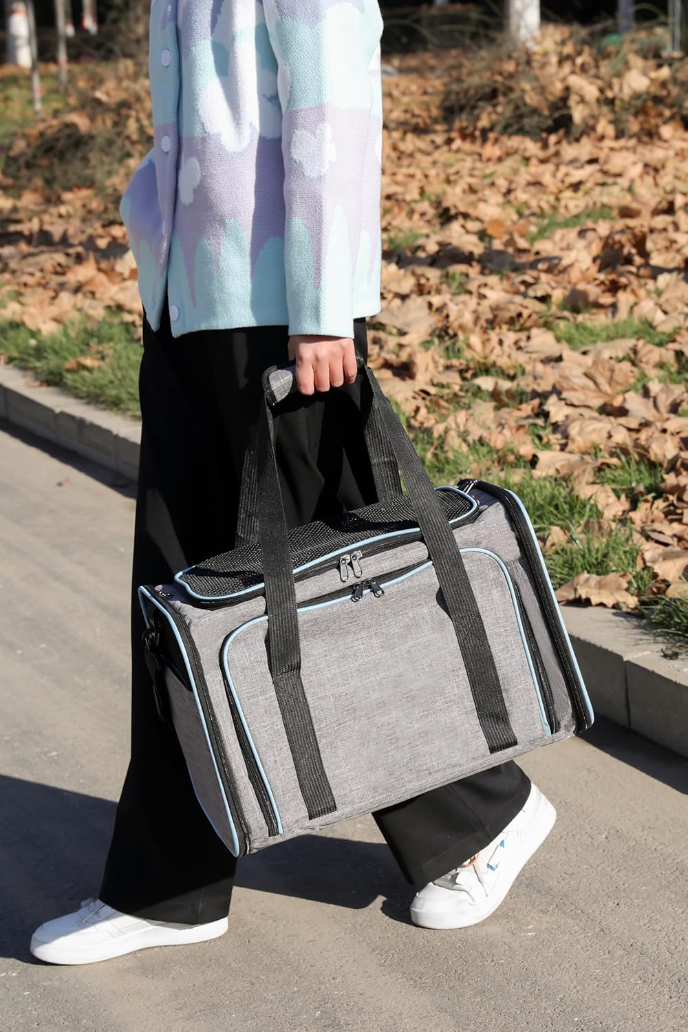Expandable Cat Carrier,Pet Carrier Airline Approved 5-Side Ventilation Soft Cat Carrier Bag with Removable Fleece Pad and Shoulder Straps Fit Pets (40L x 25W x 25H cm)