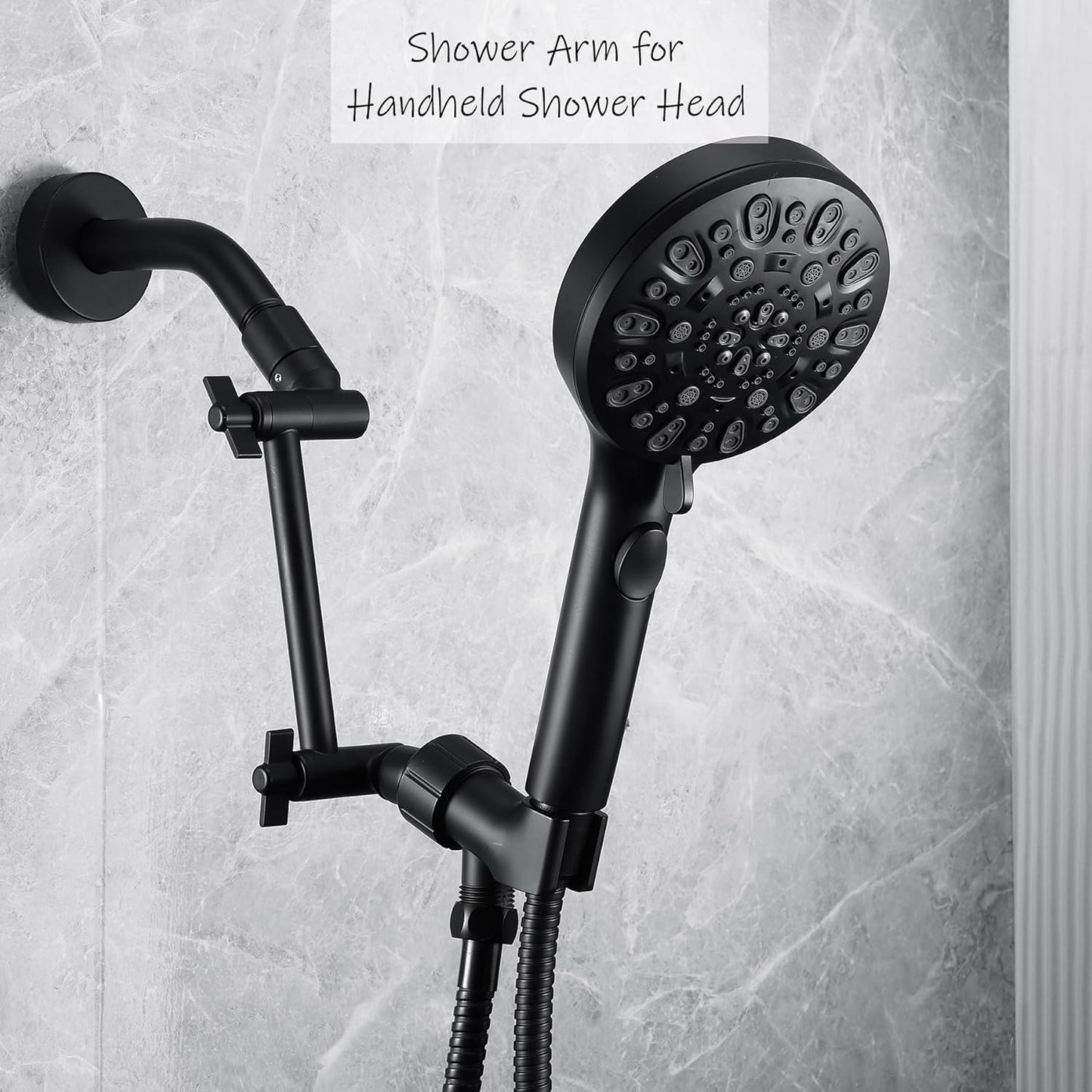 Shower Head Extension Arm, 6 Inch Adjustable Shower Arm Extender for Handheld/Fixed/Rain Shower Head, All Metal Showerhead Arm with G1/2 Universal Connector, Easy Installation, Brushed Nickel
