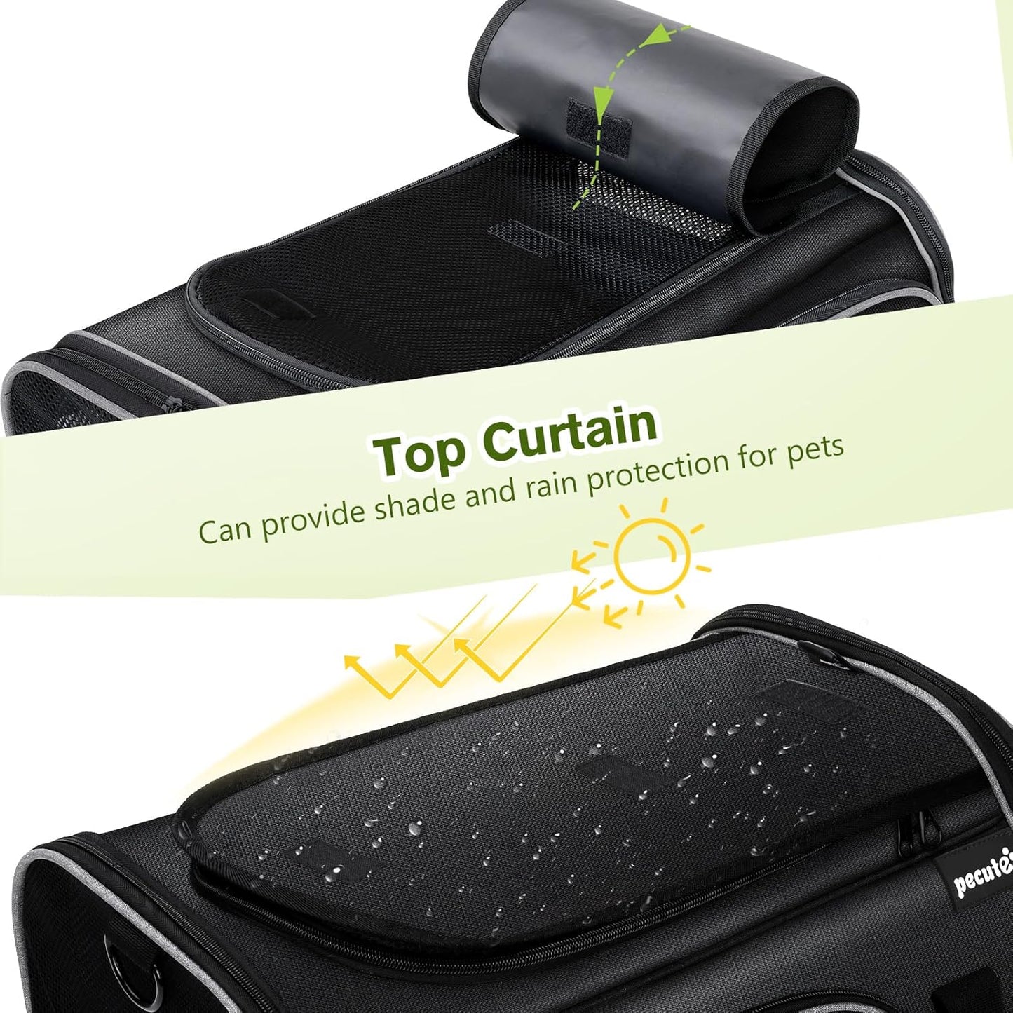Pecute Cat Carrier Expandable 47x34x33cm, Dog Carrier Foldable, Pet Carrier with Breathable Mesh for Small to Medium Cats and Dogs, Used for Traveling, Camping, Going to The Vet Gray