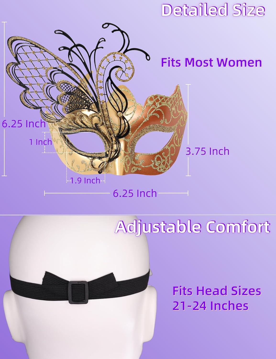 Ubauta Butterfly Masquerade Mask For Women: Mardi Gras Party Venetian Costume Ball