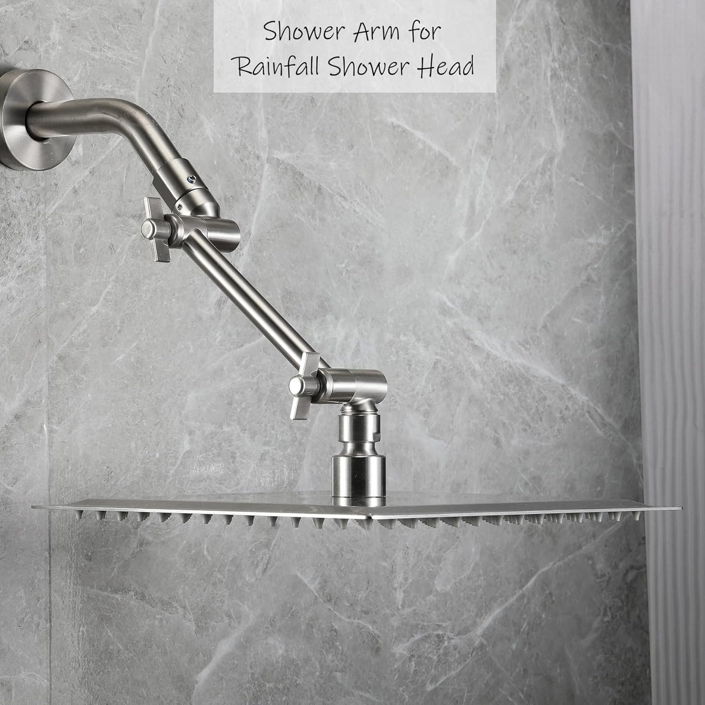 Shower Head Extension Arm, 6 Inch Adjustable Shower Arm Extender for Handheld/Fixed/Rain Shower Head, All Metal Showerhead Arm with G1/2 Universal Connector, Easy Installation, Brushed Nickel