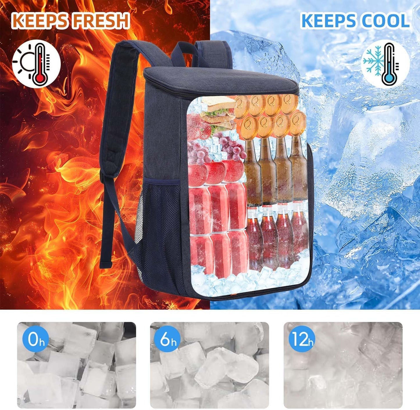 Bagtopia Camping Cooler Backpack 25 Cans, Leak Proof Insulated Thermal Bag, Beach Travel Picnic Lunch Backpack for Men Women