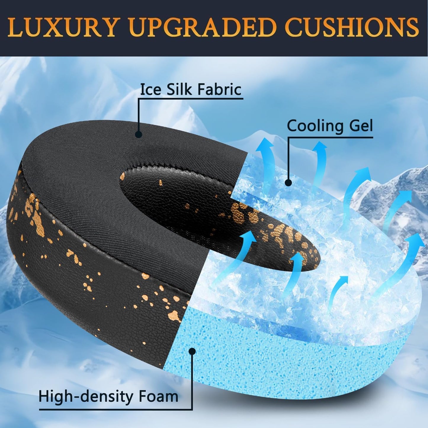 SOULWIT Cooling Gel Ear Pads Replacement for Corsair Virtuoso RGB Wireless XT SE Gaming Headset, Earpads Cushions with High-Density Noise Isolation Foam, Added Thickness - Black