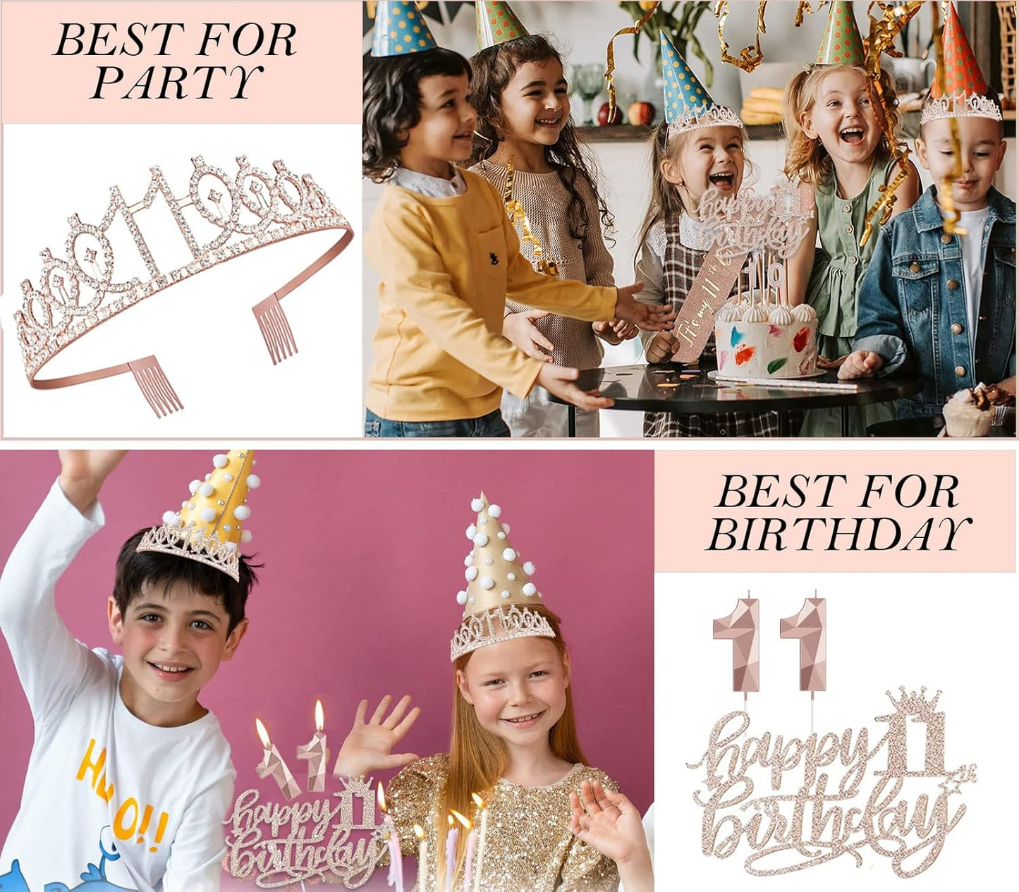 8pcs 40th Birthday Decorations gifts for Women, Including 40th Happy Birthday Cake Topper, Queen Sash with Pearl Pin, Sweet Rhinestone Tiara Crown for Women, Number Candles and Balloons (Rose Gold)
