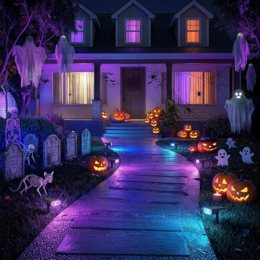 Linkind Halloween Solar Spotlights Outdoor Waterproof Multicolor 6 Pack