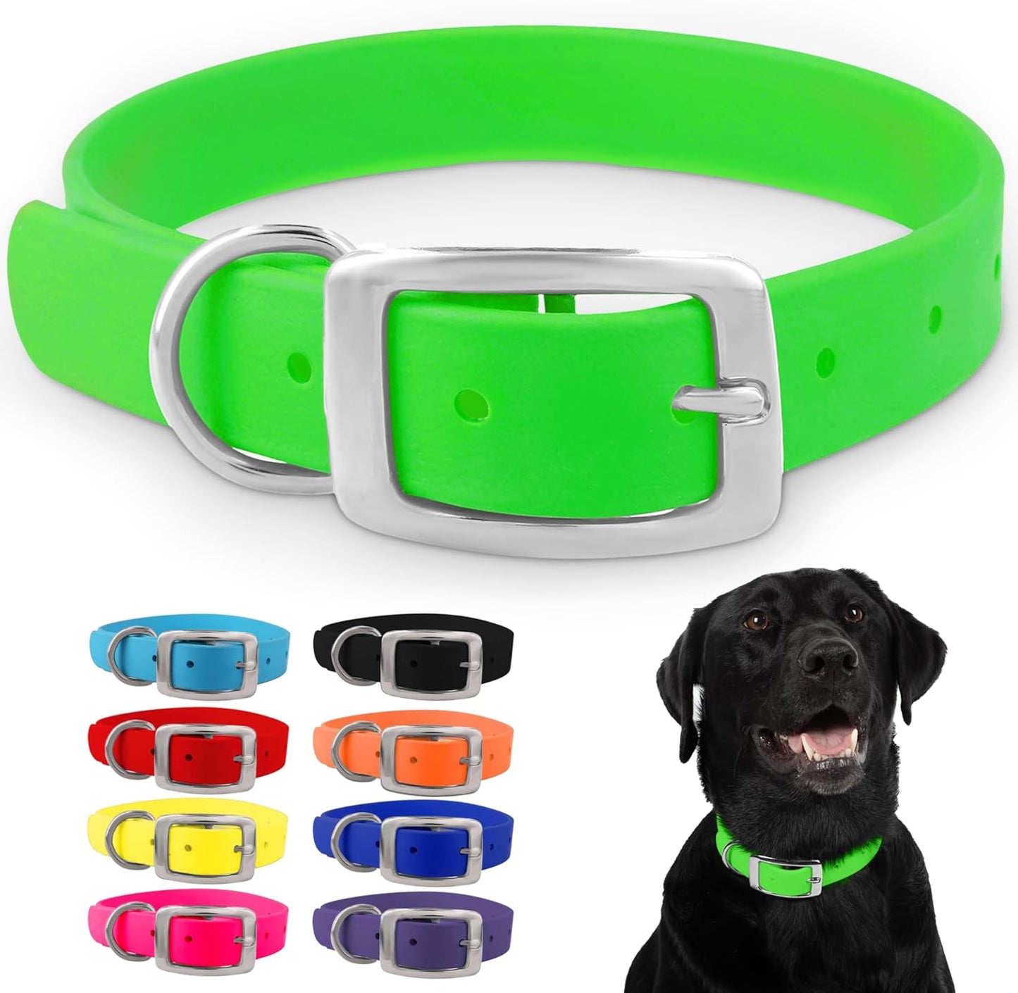 Regal Dog Products Large Pink Waterproof Dog Collar with Heavy Duty Double Buckle & D Ring | Vinyl Coated, Custom Fit, Adjustable Biothane Dog Collar | Chew Resistant Waterproof Collar for Dogs