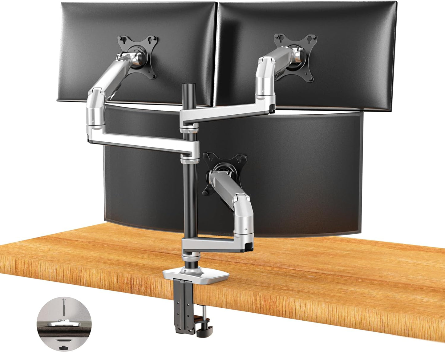 ErgoUnion Dual Monitor Stand for Desk, Vertical Dual Monitor Mount with Wide Range of Motion, Dual Monitor Arm for 17-40" Screen up to 25 lbs Each, Computer Monitor Stand for 2 Monitors - Black