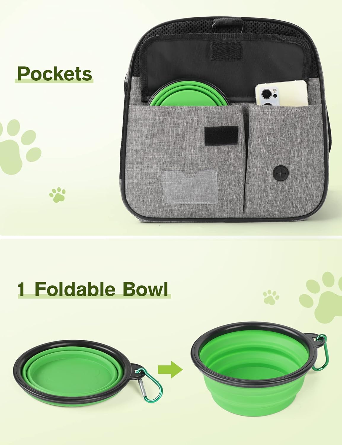 Pecute Cat Carrier Dog Carrier up to 15lbs,Pet Carrier for Cats and Puppies with Foldable Bowl, Soft-Sided Bag with Breathable Mesh, Suitable for Long and Short Trips Travel Camping Outdoor