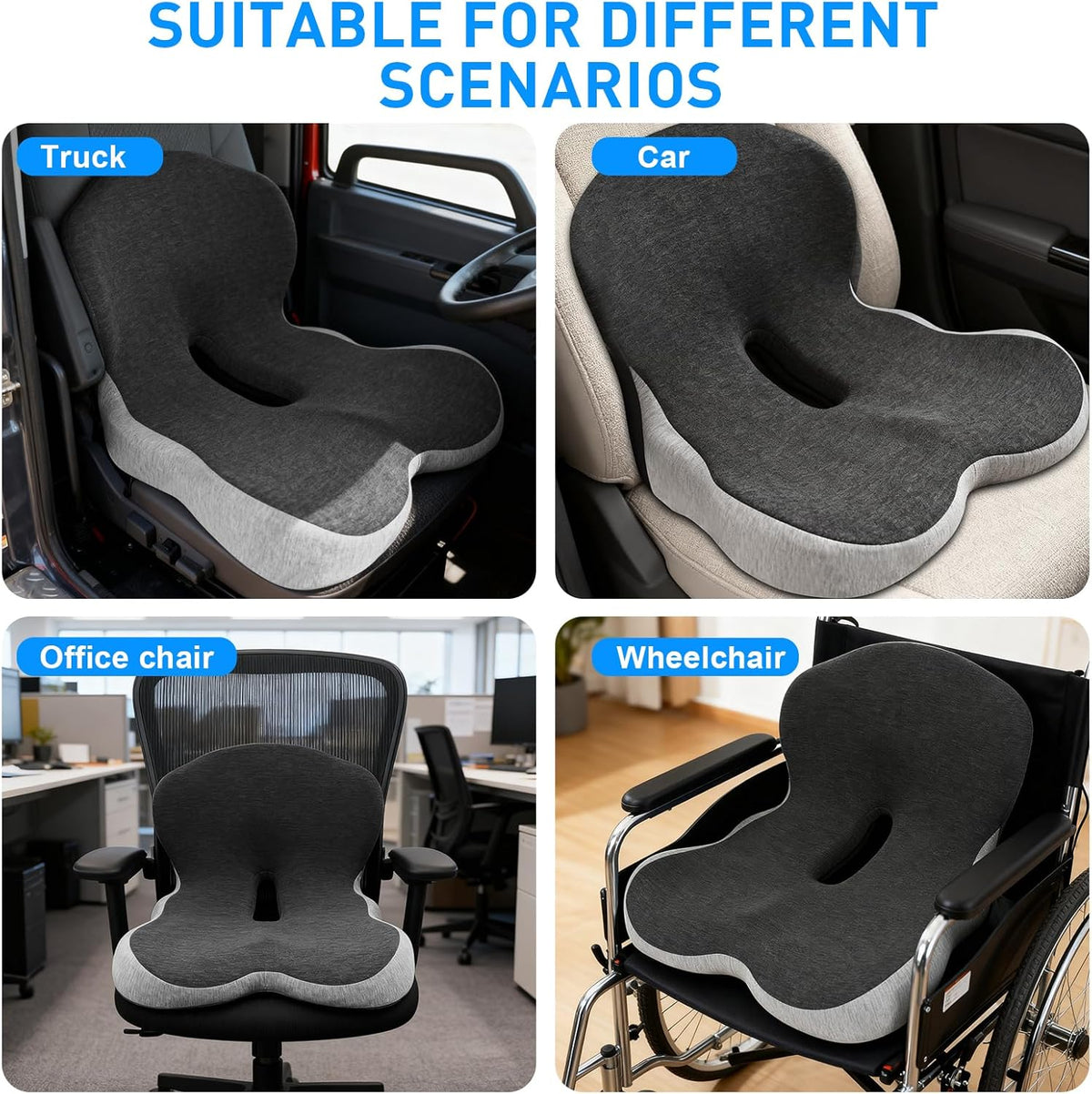 Denchy Car Seat Cushion with Back Support, Memory Foam Truck Driver Cushion