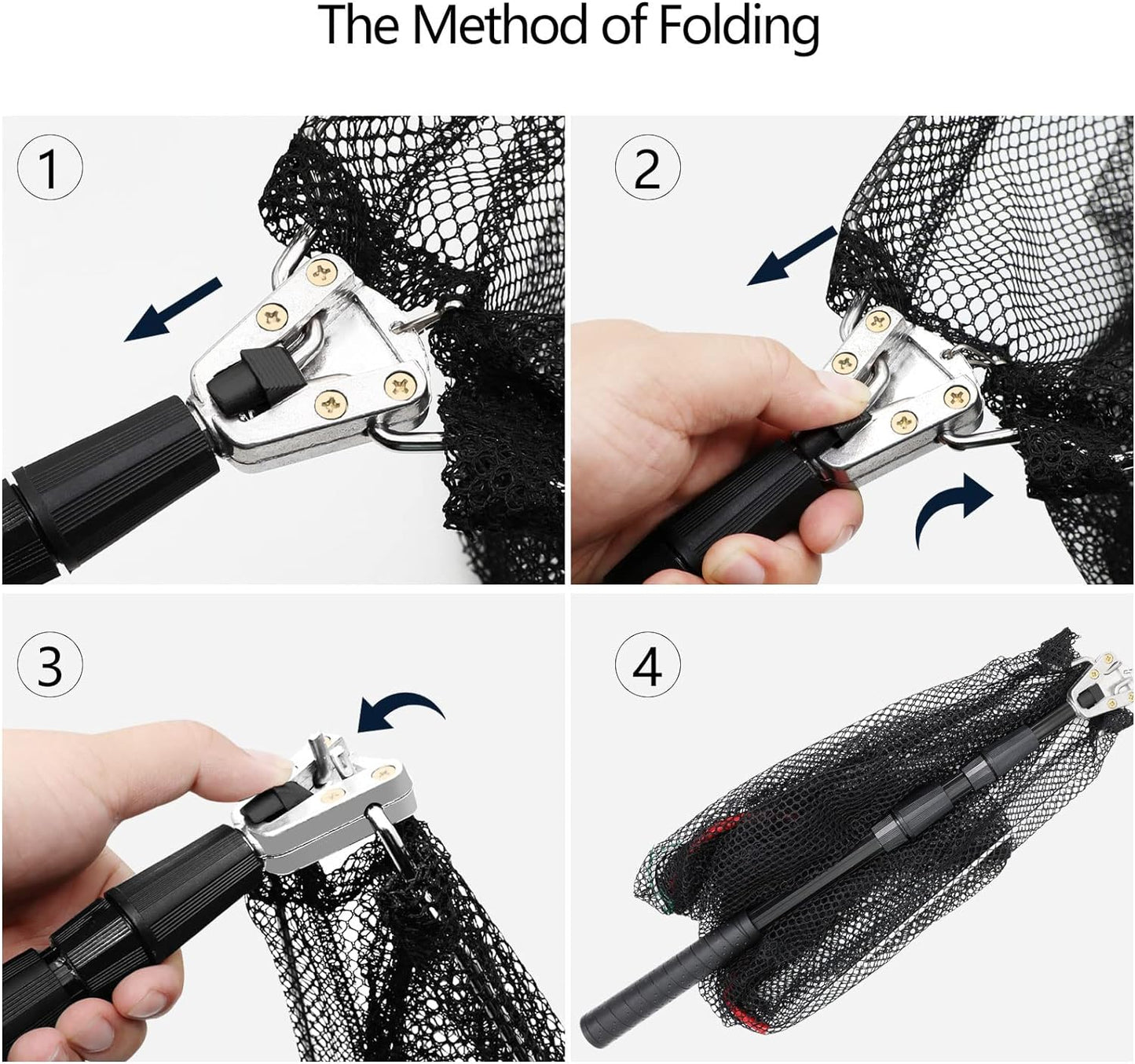 SAN LIKE Fishing Net Telescopic Landing Nets Folding Rubber Fish Net Rubber Coated Landing Net with Adjustable Sturdy Pole Handle for Saltwater Freshwater Bass Trout Fishing Easy Catch & Release