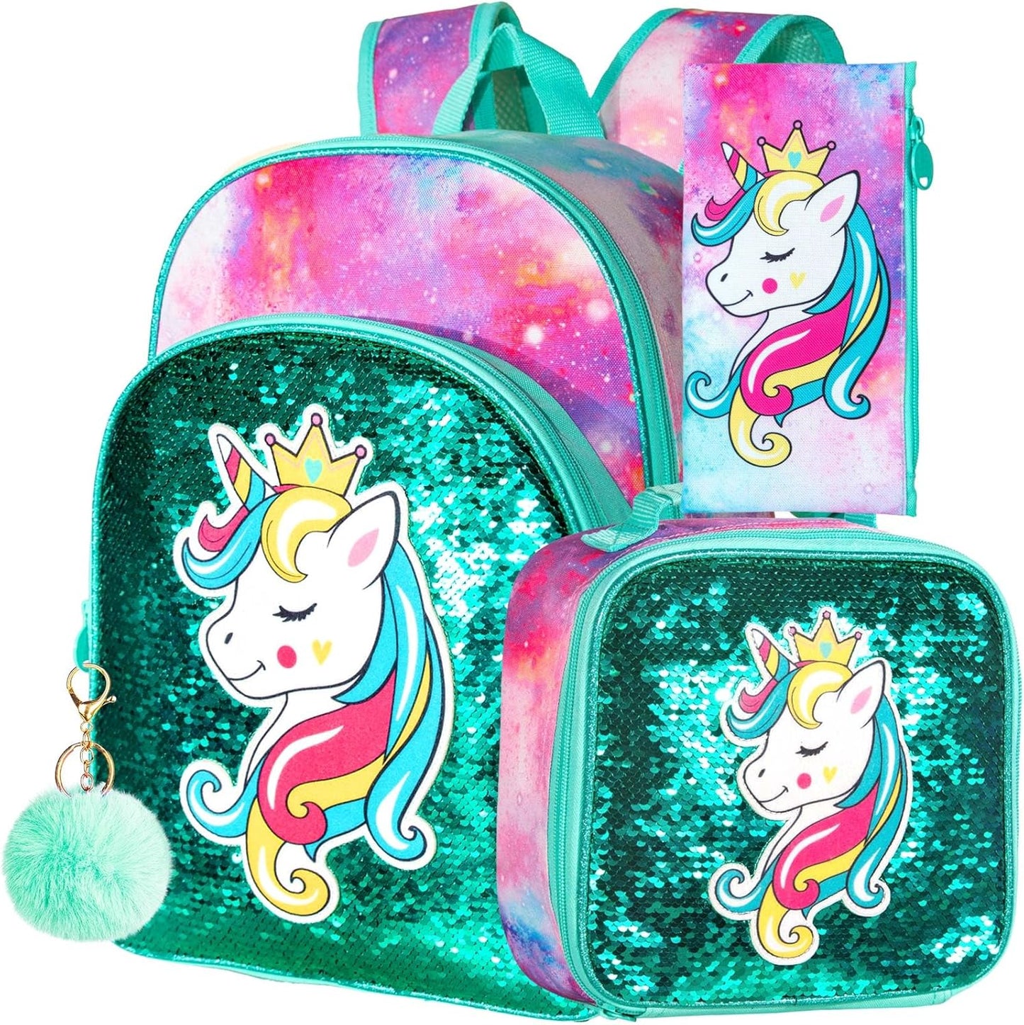 3pcs Backpack for Boys and Girls, 16” Kids Kindergarten Bookbag with Lunch Box, Cute Elementary Backpacks for Boy Girl
