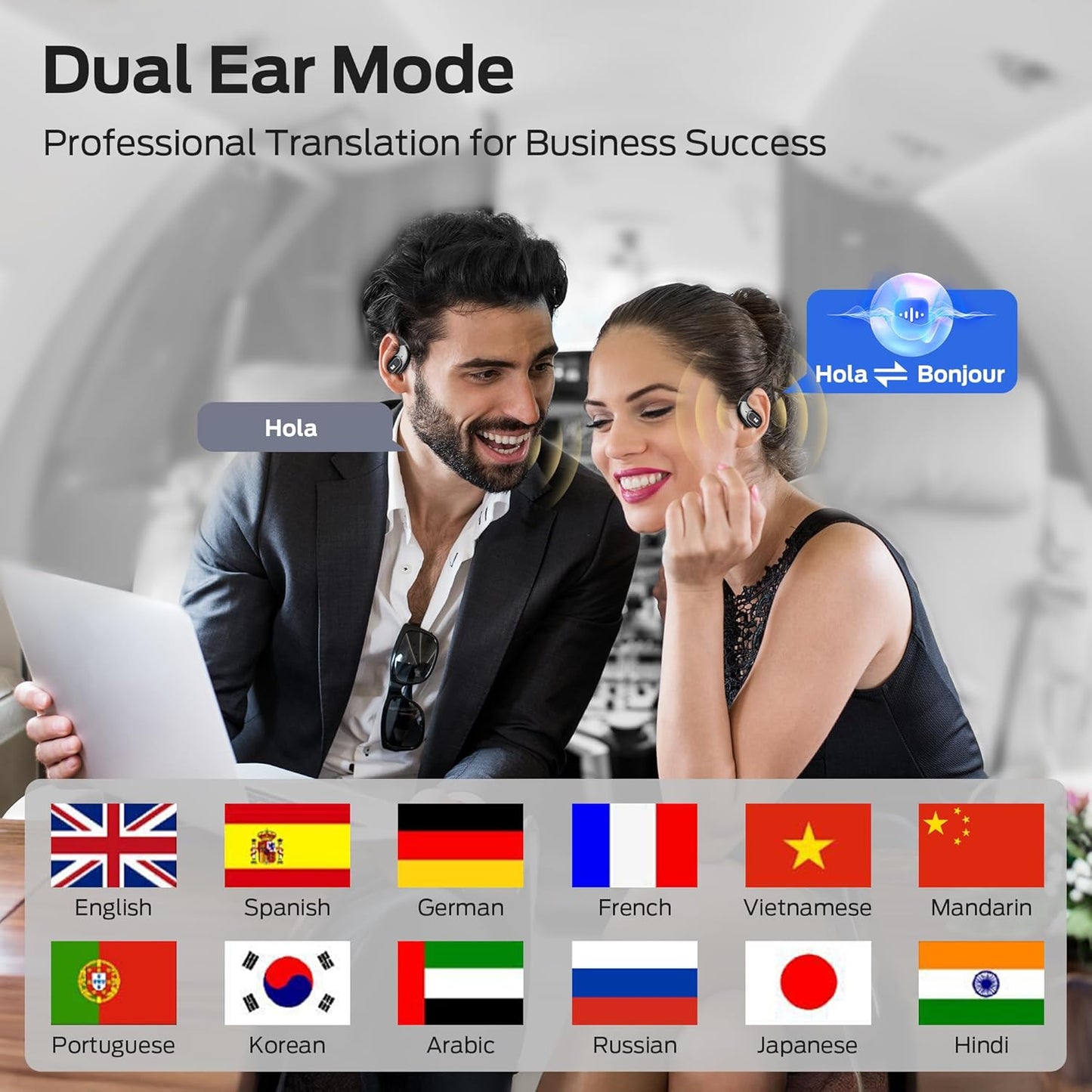 Monster AI Translation Earbuds AC330, 3-in-1 Translator Earbuds Bluetooth 6.0, Wireless Open Ear Headphones with 115 Languages Real-Time Translation, Stylish Rotating Case with Lanyard, Black