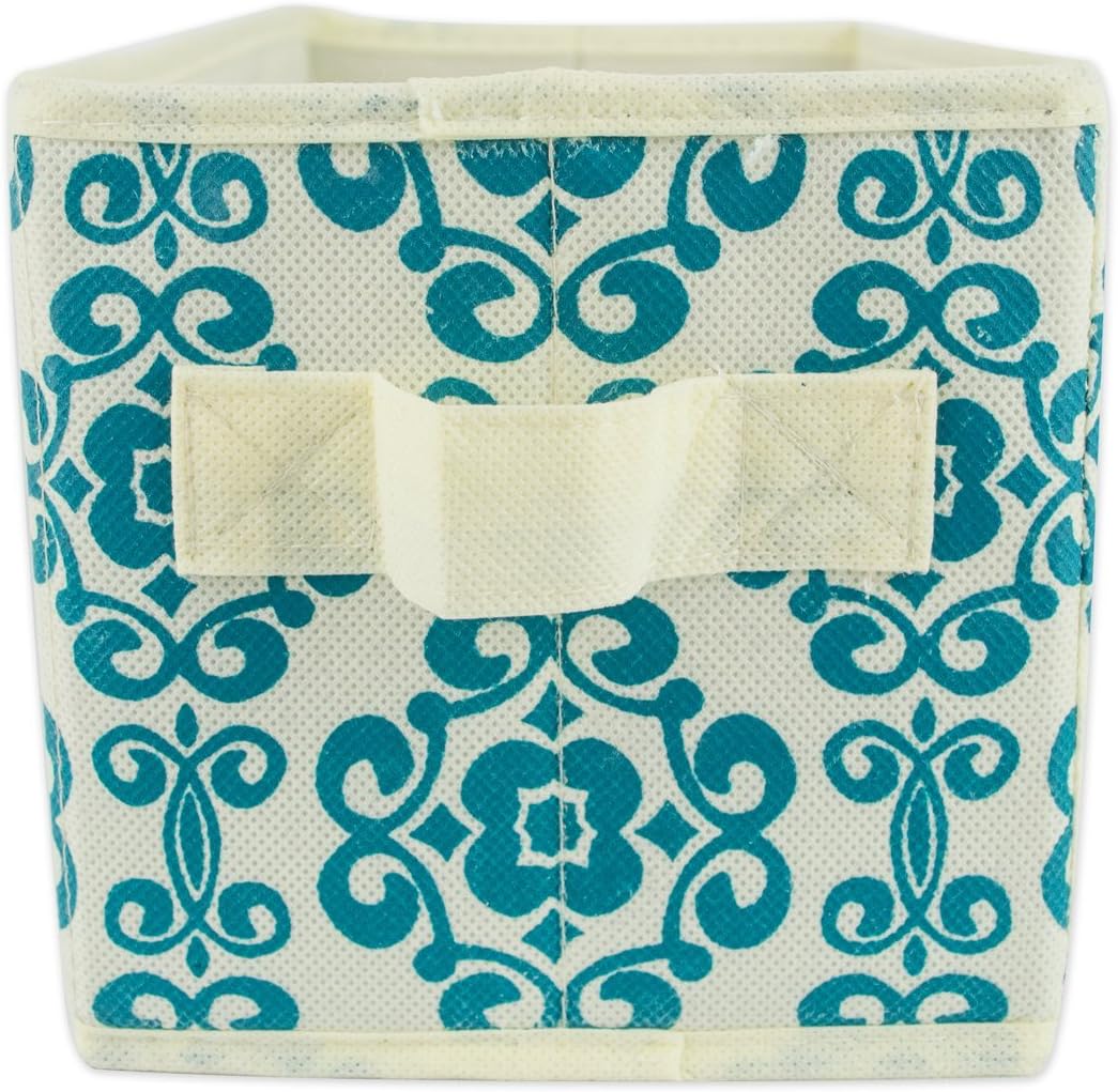 DII Foldable Fabric Storage Containers for Nurseries, Offices, Closets, Home Decor, Cube Organizers & Everyday Storage Needs, (Large - 11 x 11 x 11) Scroll Nautical Blue - Set of 2